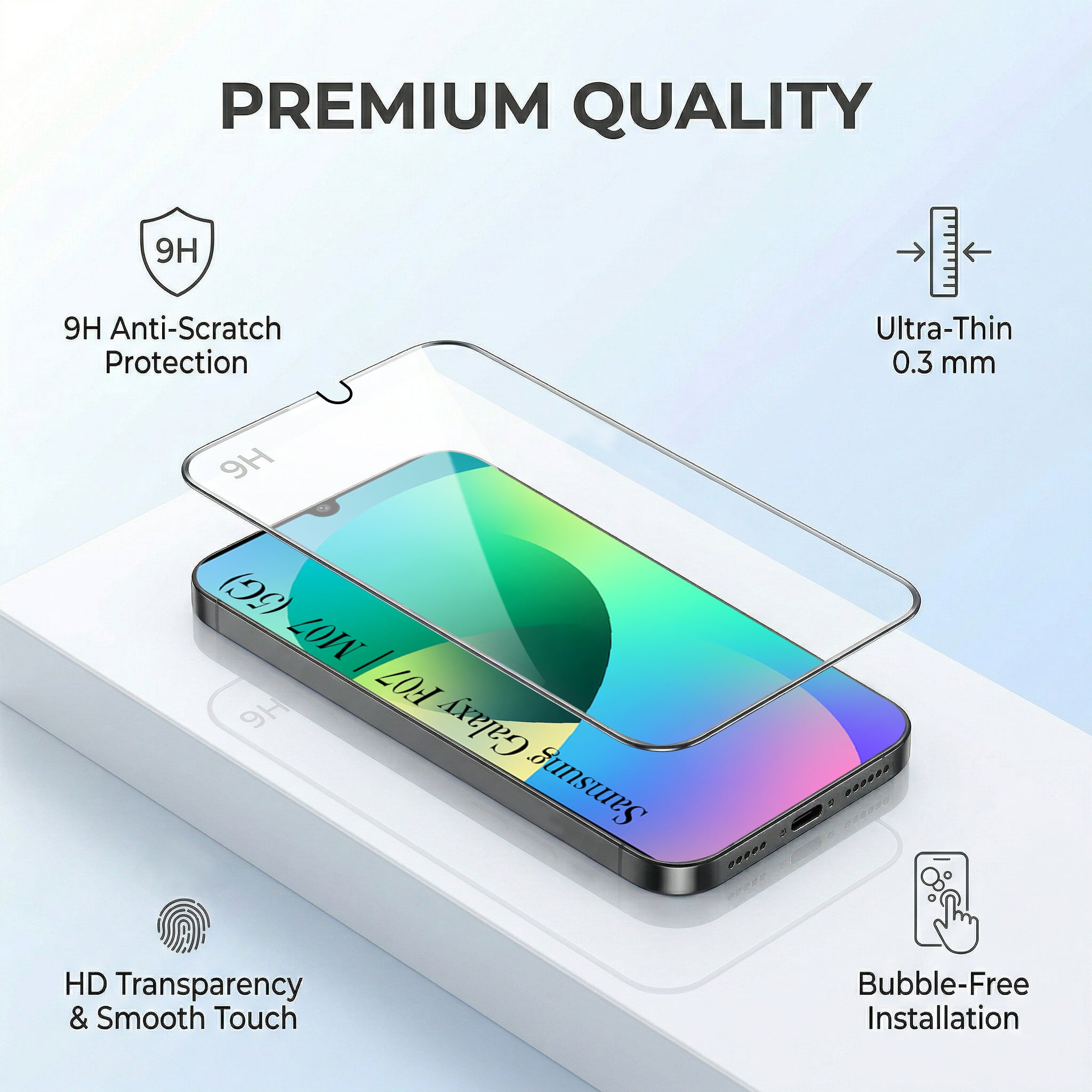 For Samsung Galaxy M07 | Samsung Galaxy F07 Combo with Back Cover and 9H Tempered Glass (Liquid Silicone | Camera Protection | Oleophobic Coating Screen Glass)