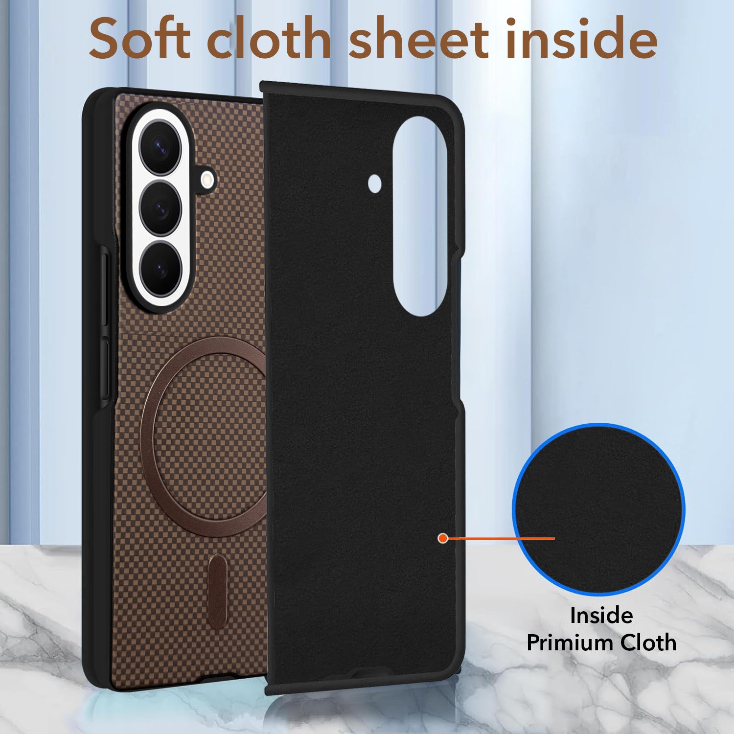 For Samsung Galaxy Z Fold 8 Ultra Back Case Cover (MagSafe Wireless Charging Compatible | Hexa Leather Finish | Inside Microfiber Cloth)