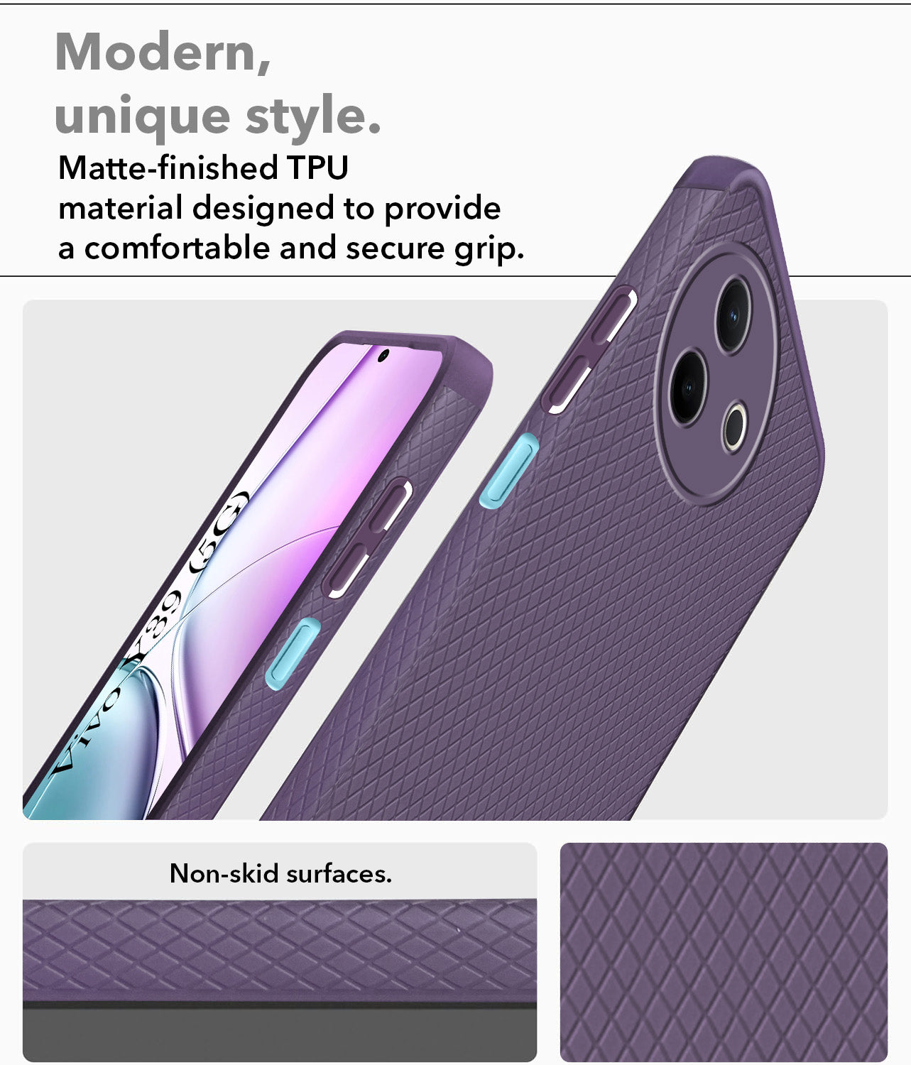 For Vivo Y39 Back Cover Case (Liquid Silicone | Side Grip | Camera Protection)