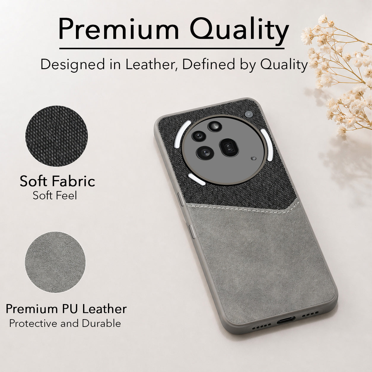 For Nothing Phone 3A Pro 5G Back Cover Case  (Dual PU Leather Stitch | Professional Minimalist | Soft and Flexible)
