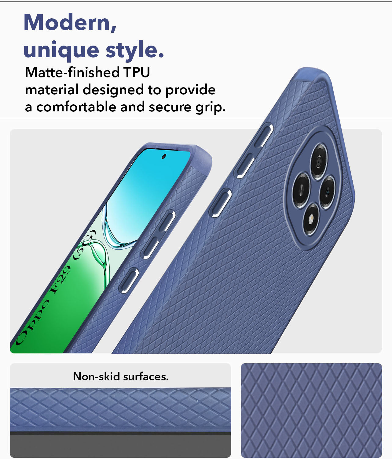 For Oppo F29 Back Cover Case (Liquid Silicone | Side Grip | Camera Protection)