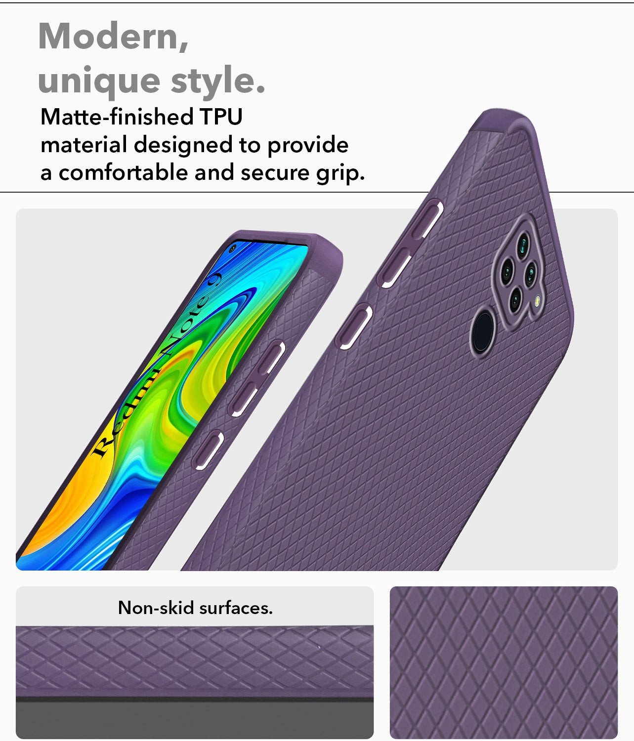 For Xiaomi Mi Redmi Note 9 Back Cover Case Liquid Silicone (Camera Protection | Side Grip Texture | Soft and Flexible)