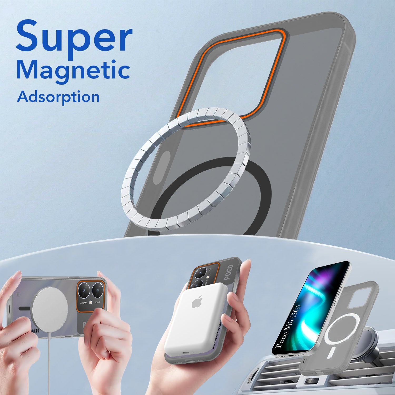 For Poco M6 5G Back Cover Case (Soft Touch | Camera Bump Protection | MagSafe Compatible | Matte Finish)
