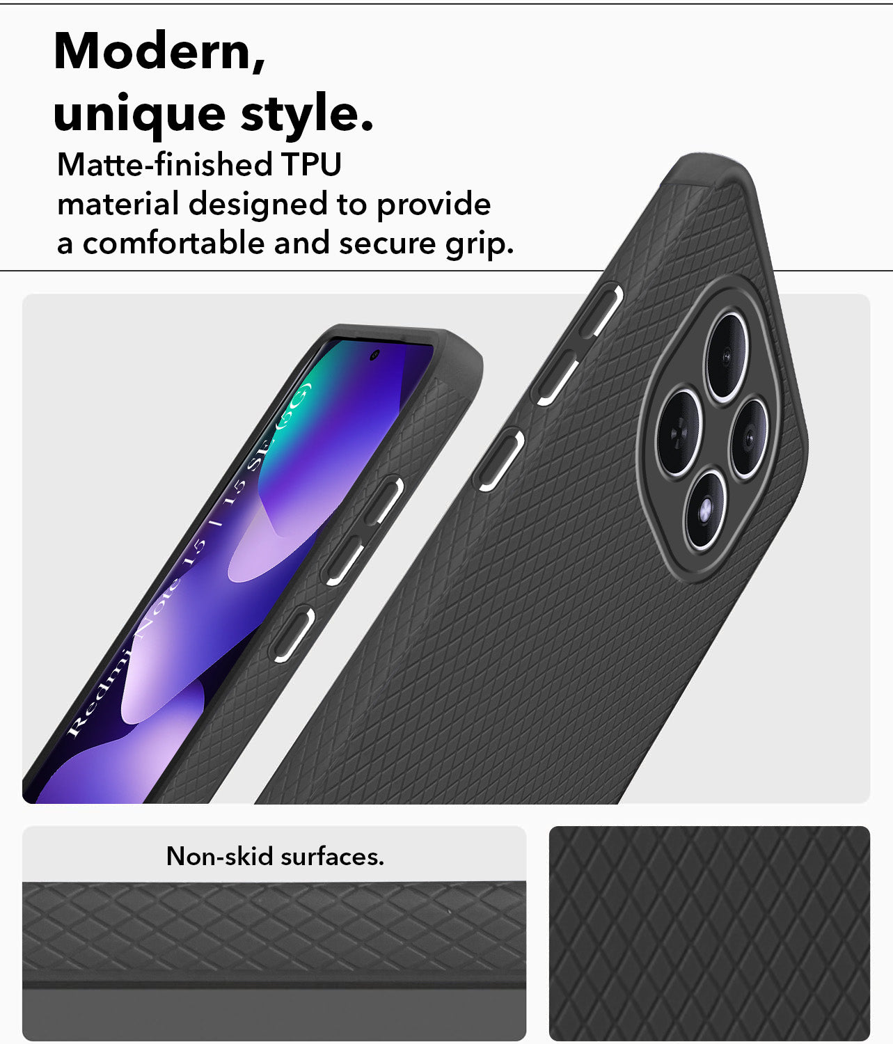 For Redmi note 15 | Redmi note 15 SE (5G) Back Cover Case Liquid Silicone (Camera Protection | Side Grip Texture | Soft and Flexible)