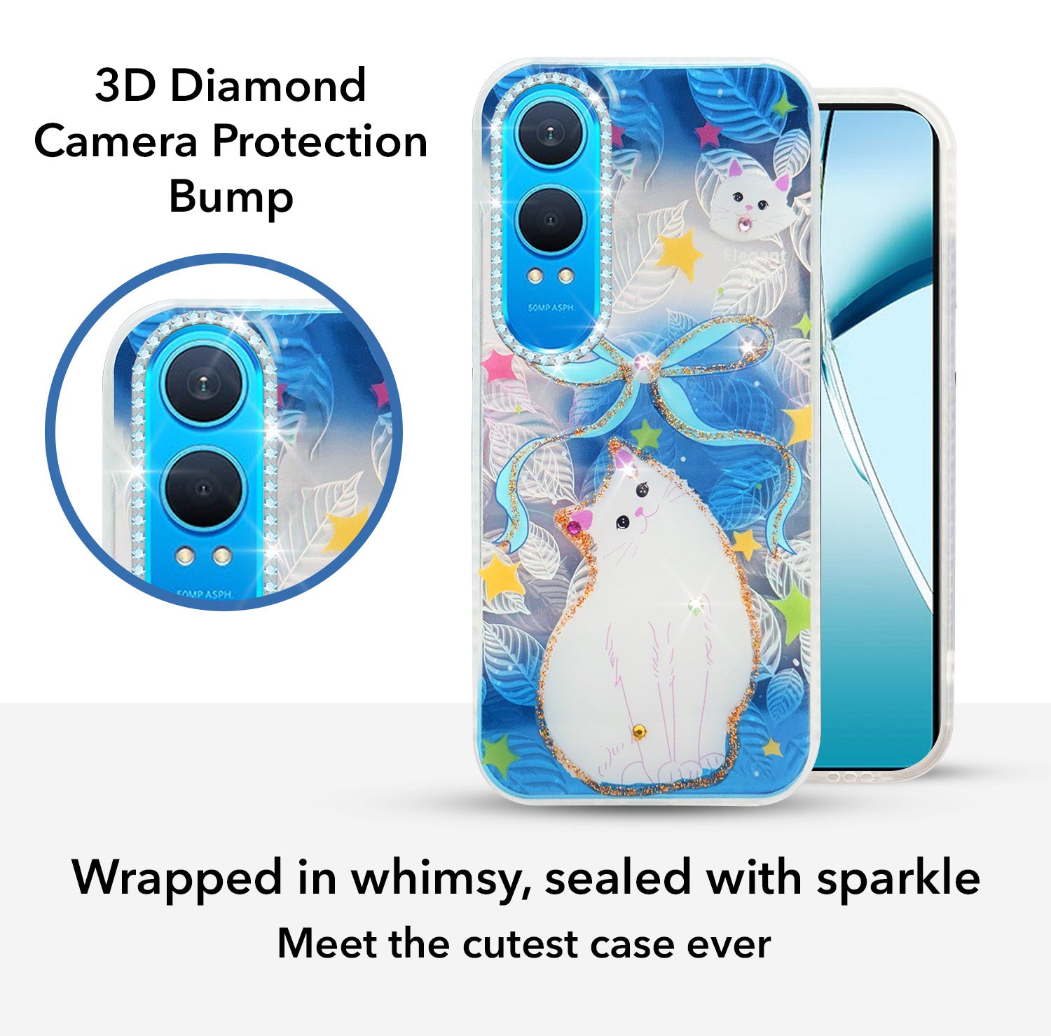 For OnePlus Nord CE 4 Lite Back Cover Case (Luxury Floral Glitter Cute Butterfly | Diamond Studded Camera Bump | Girls & Women Design)