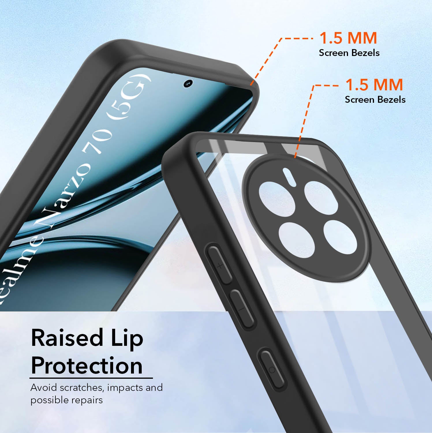 For Realme Narzo 70 5G Back Cover Case (Lifetime Anti Yellow | Anti Scratch | Crystal Clear Shockproof)