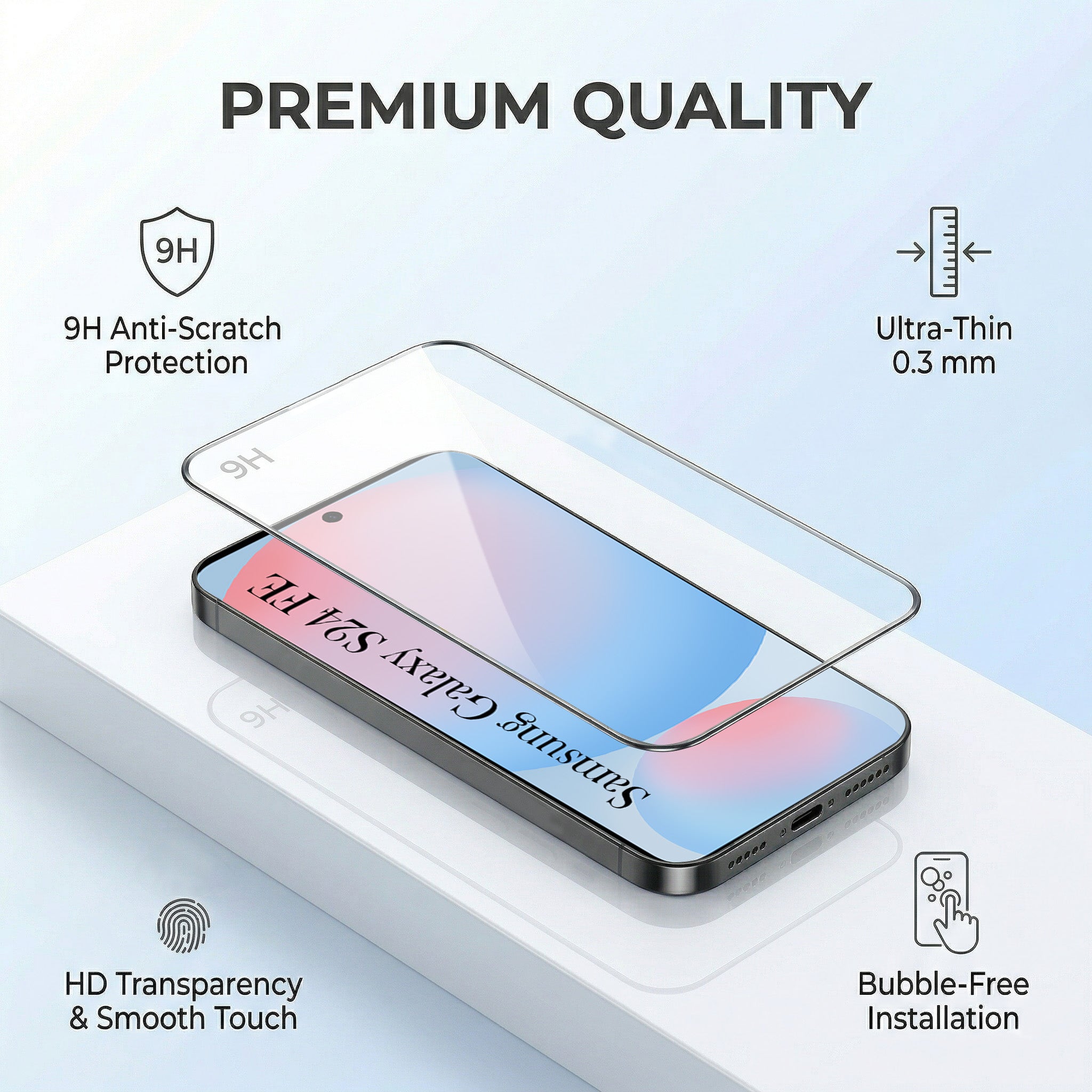 For Samsung Galaxy S24 FE Combo with Back Cover and 9H Tempered Glass (Liquid Silicone | Camera Protection | Oleophobic Coating Screen Glass)
