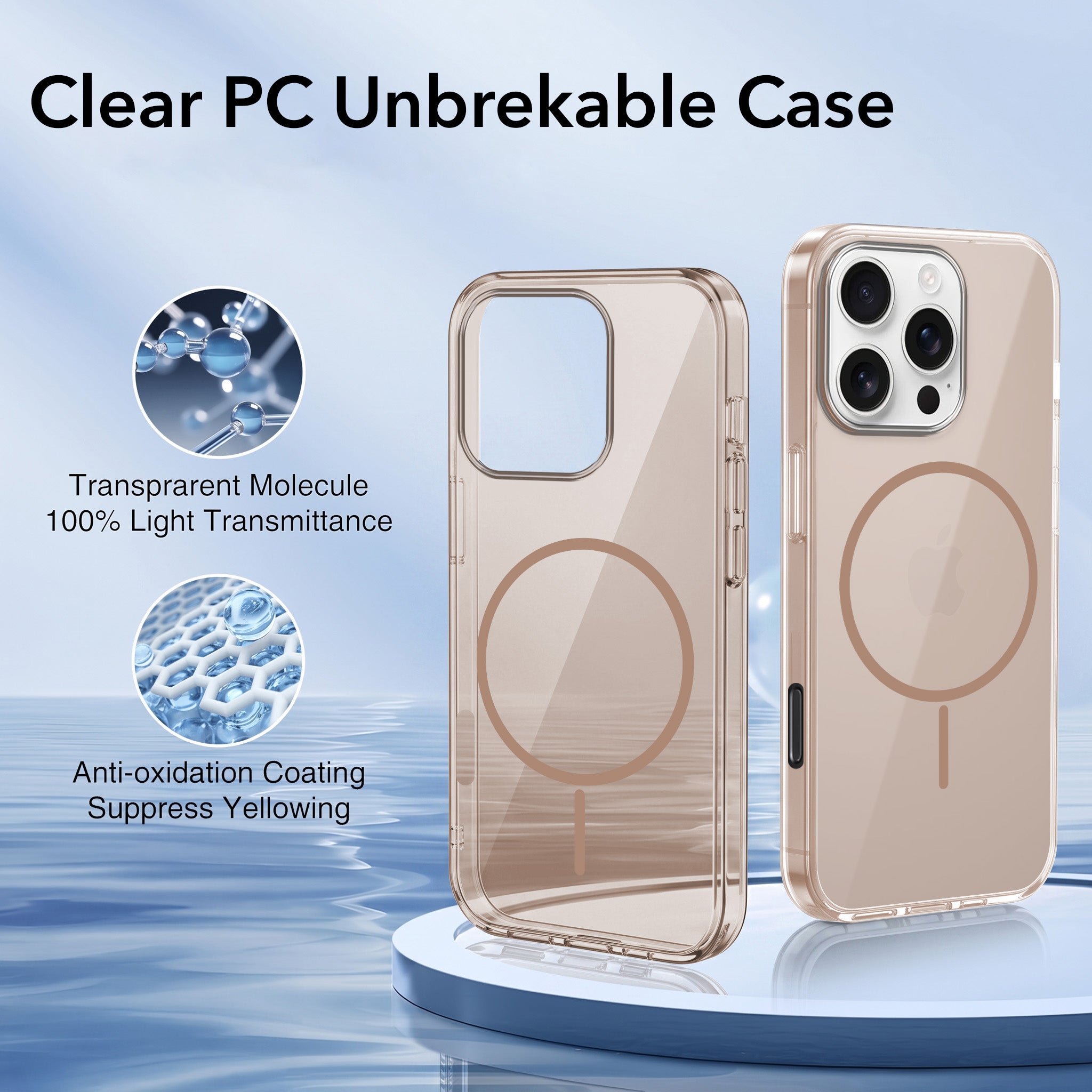 For Apple iPhone 16 Pro Back Case Cover Crystal Anti Yellow (Unbreakable PC | MagSafe Wireless Charging Support |Camera Protection Bump)