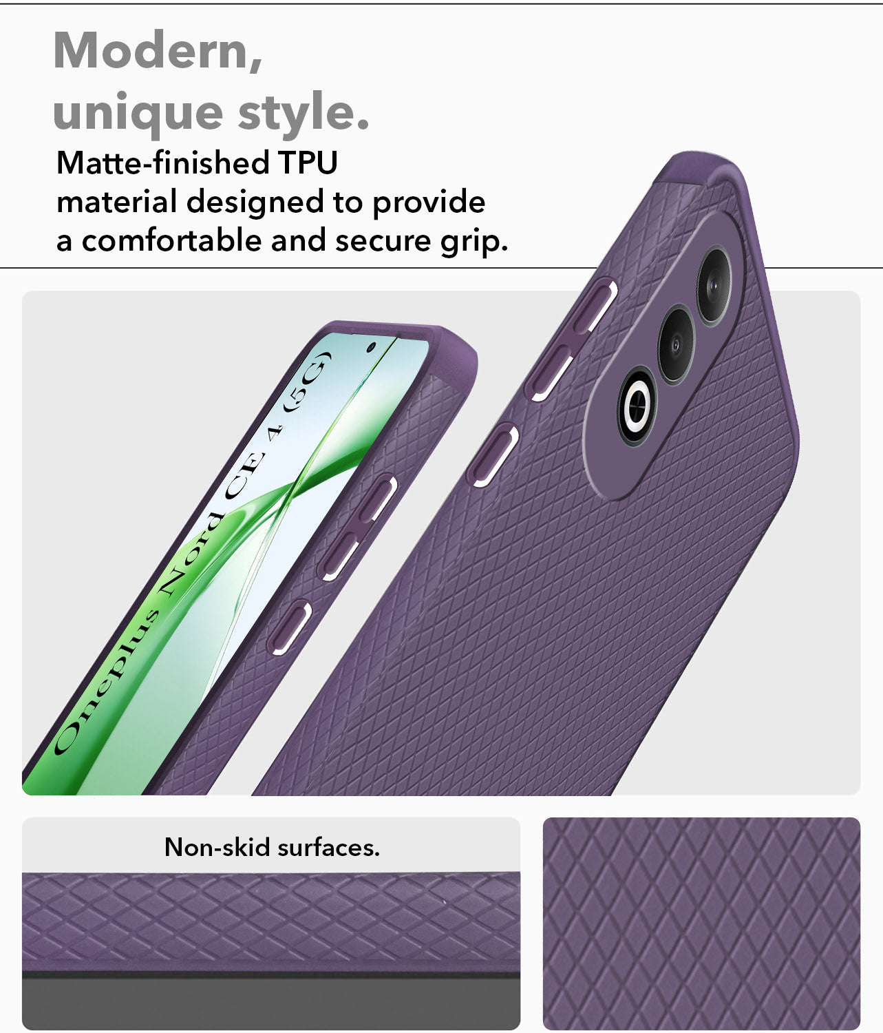 For Oneplus Nord CE 4 Back Cover Case (Liquid Silicone | Side Grip | Camera Protection)
