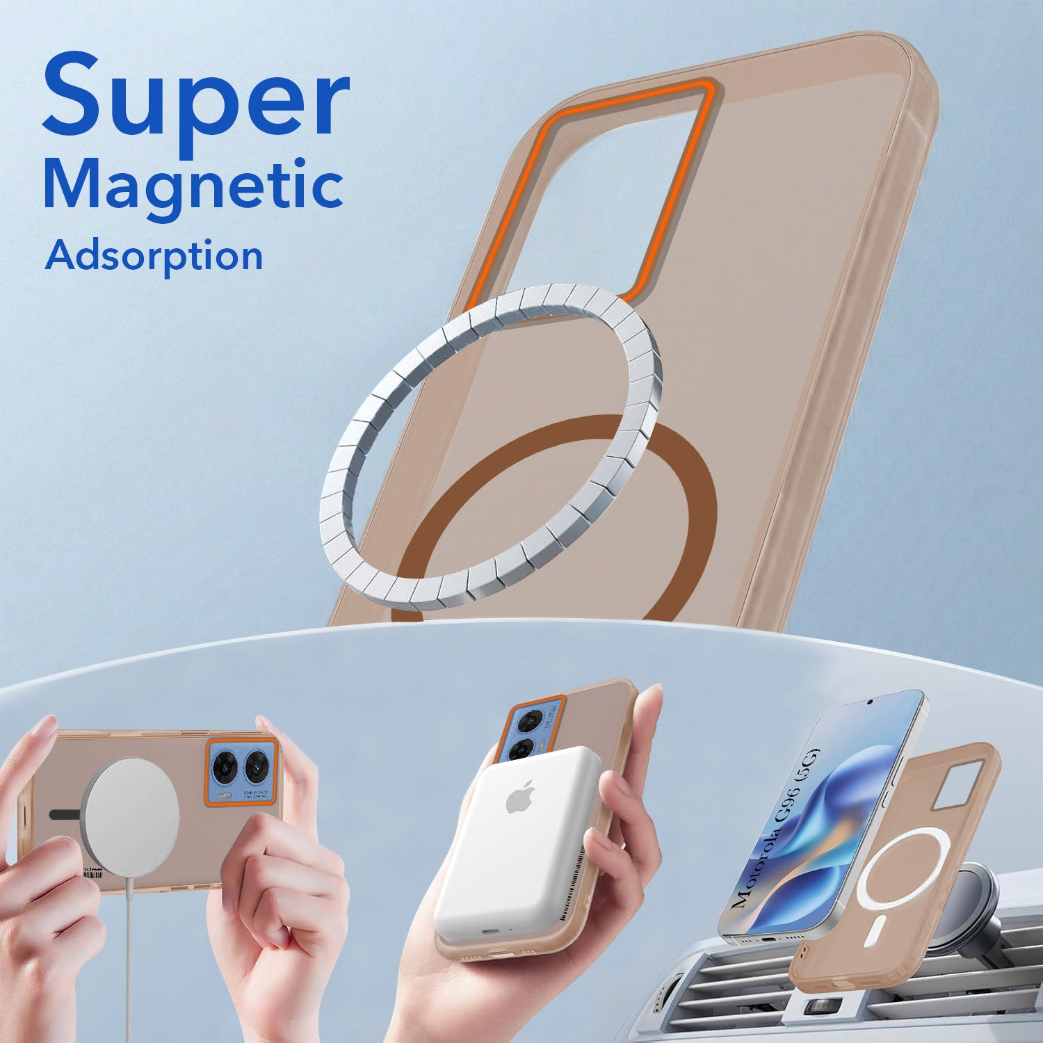 For Motorola Moto G96 Back Cover Case (Soft Touch | Camera Bump Protection | MagSafe Compatible | Matte Finish)
