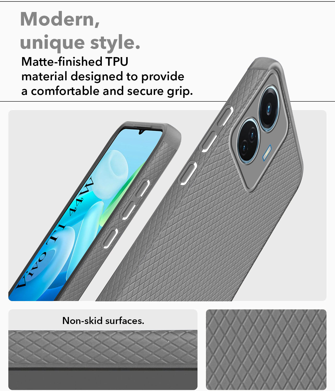 For Vivo T1 44W Back Cover Case (Liquid Silicone | Side Grip | Camera Protection)