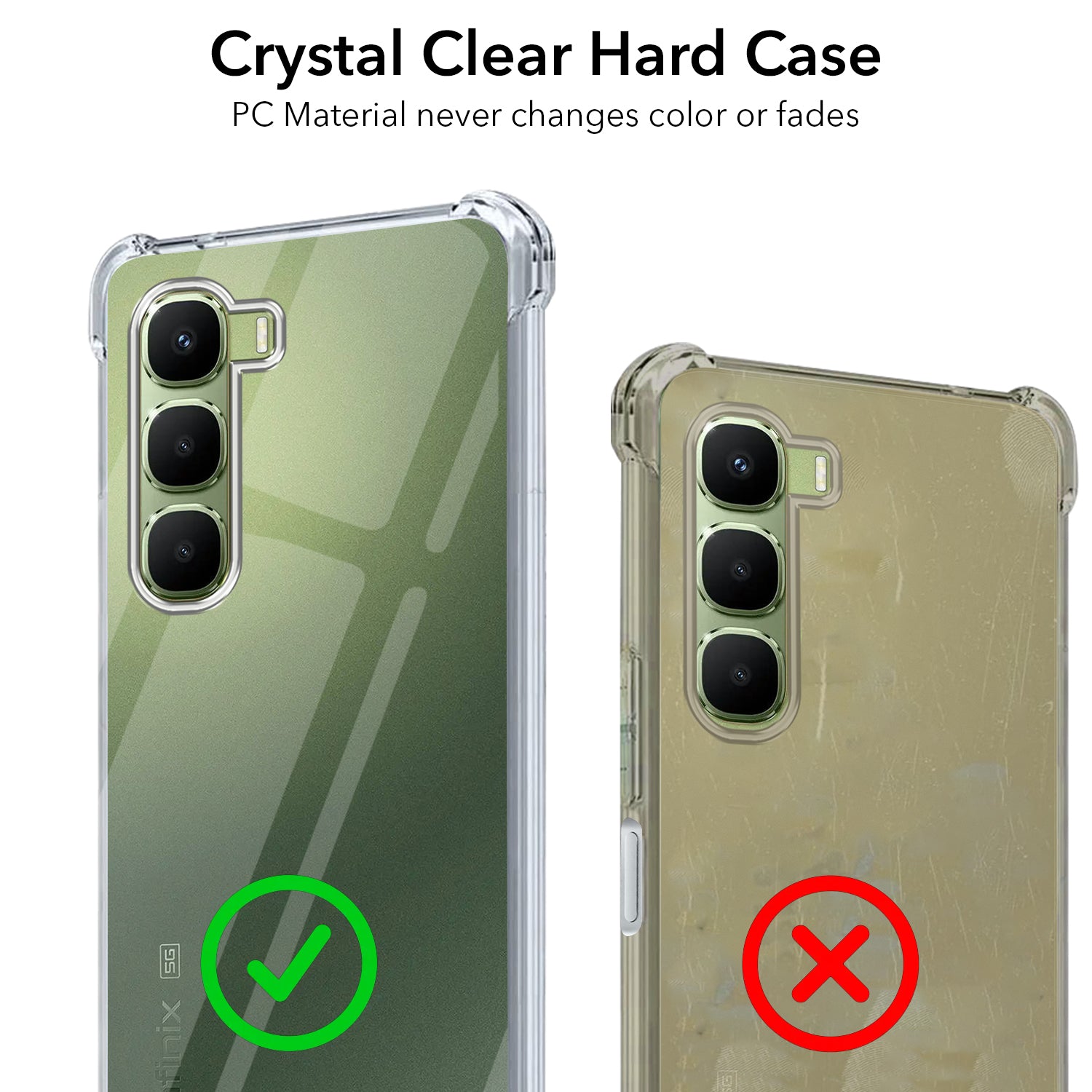 For Infinix Hot 60 5G Shockproof Crystal-Clear Back Cover ( Drop & Camera Protection | Hard Polycarbonate)