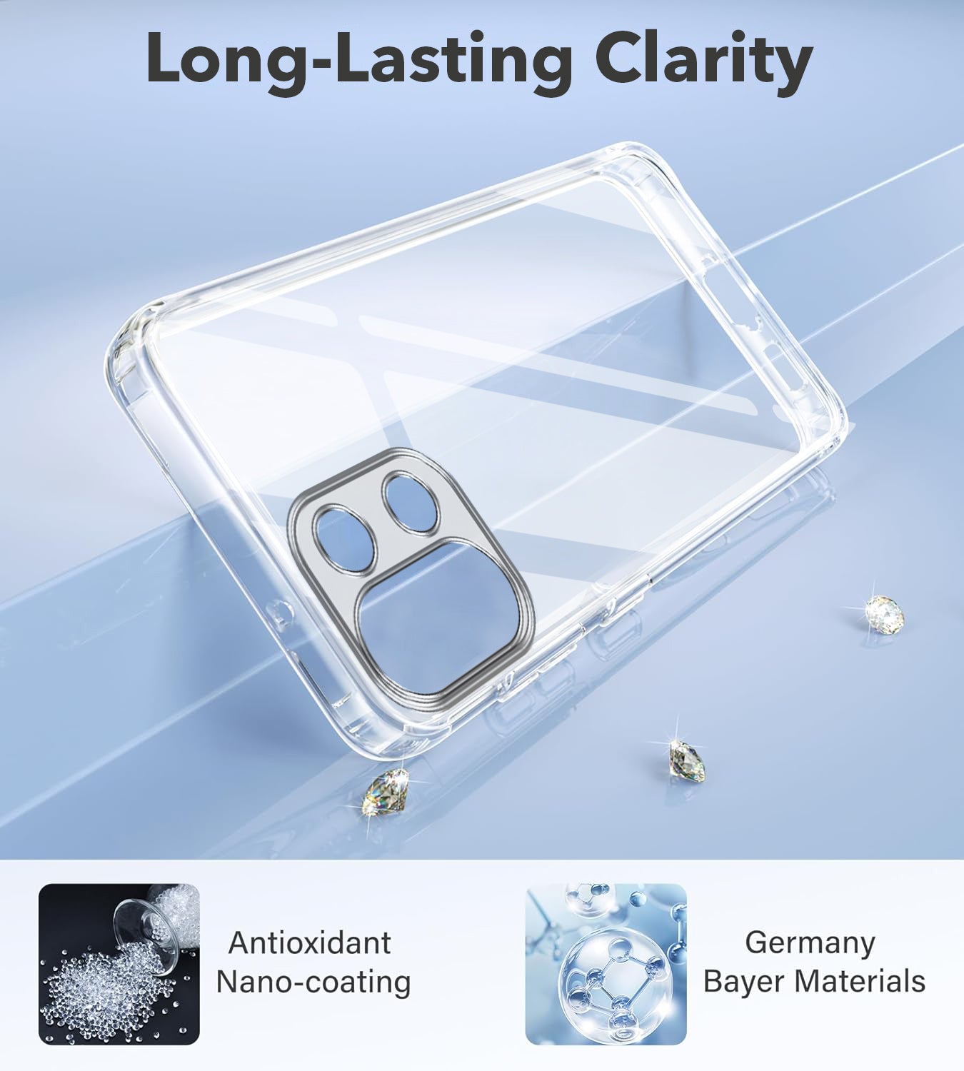For Oppo K13 Back Cover Case (Hybrid Crystal panel with Side Soft PU | Camera Protection | HD Clear Shockproof)