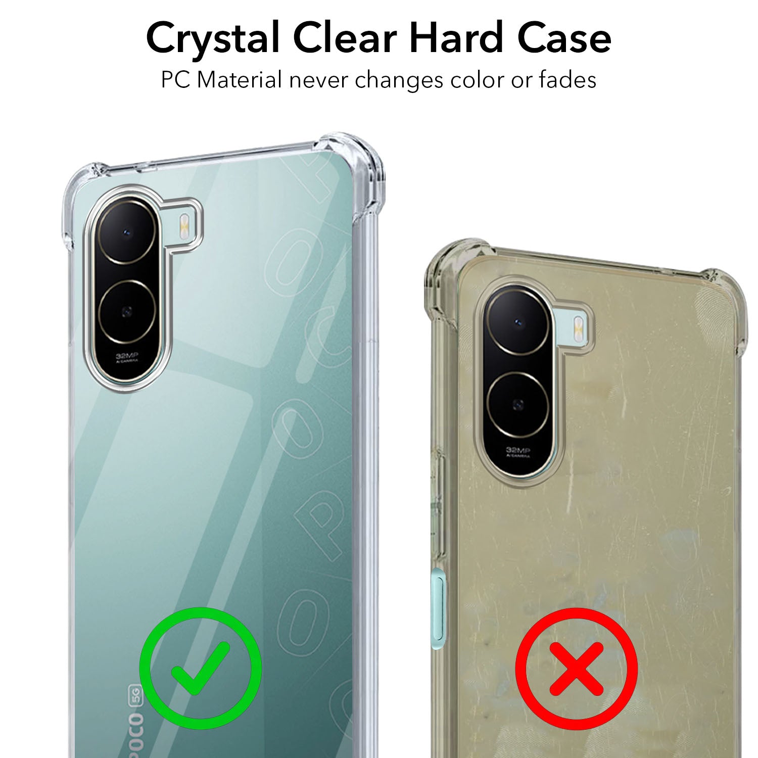 For Poco C85x 5G Back Cover Shockproof Crystal-Clear (Drop & Camera Protection | Hard Polycarbonate)
