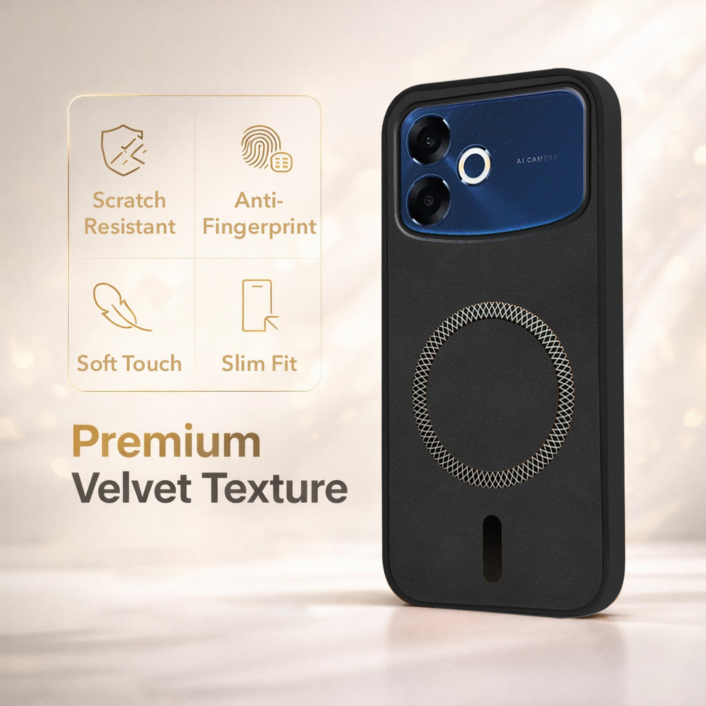 For Oppo F33 Pro 5G Back Cover Case Leather Finish (MagSafe Compatible Wireless Charging | Soft Touch | Camera Bump Protection)