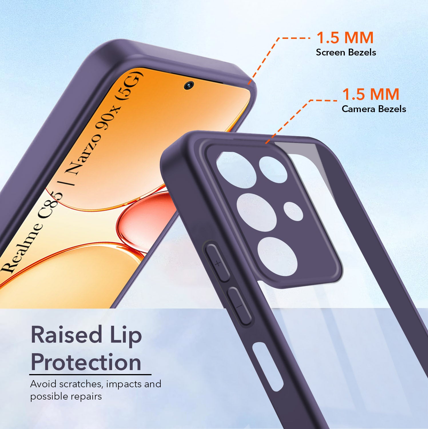 For Realme C85 5G | Realme Narzo 90x Back Cover Case Ultra-Hybrid (Lifetime Anti Yellow | Anti Scratch | Crystal Clear Shockproof)