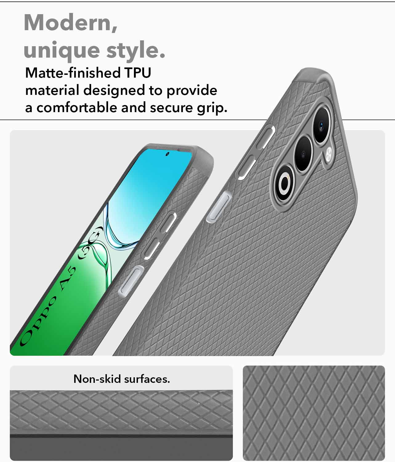 For Oppo A5 5G Back Cover Case (Liquid Silicone | Side Grip | Camera Protection)