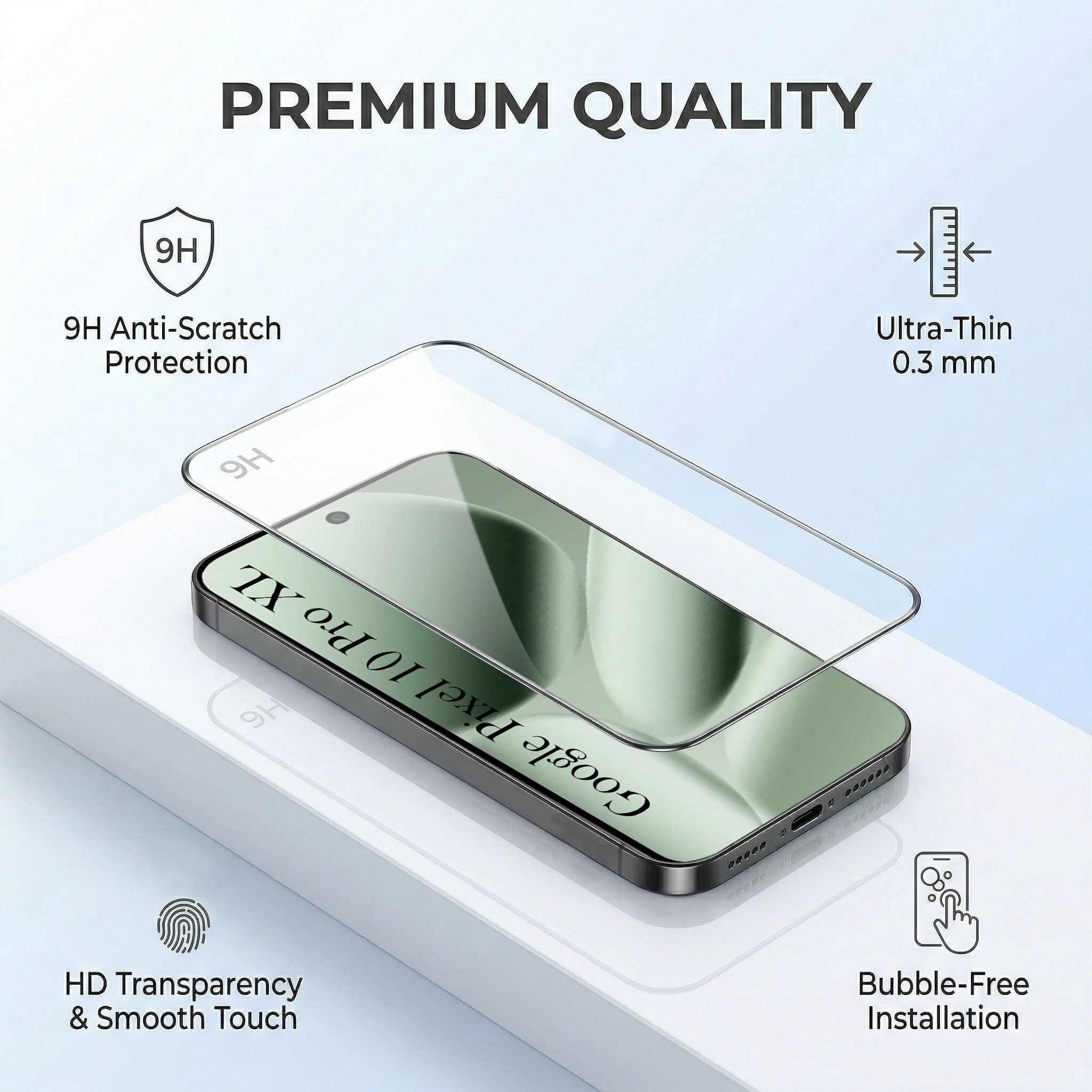 For Google Pixel 10 Pro XL Combo with Back Cover and 9H Tempered Glass (Liquid Silicone | Camera Protection | Oleophobic Coating Screen Glass)