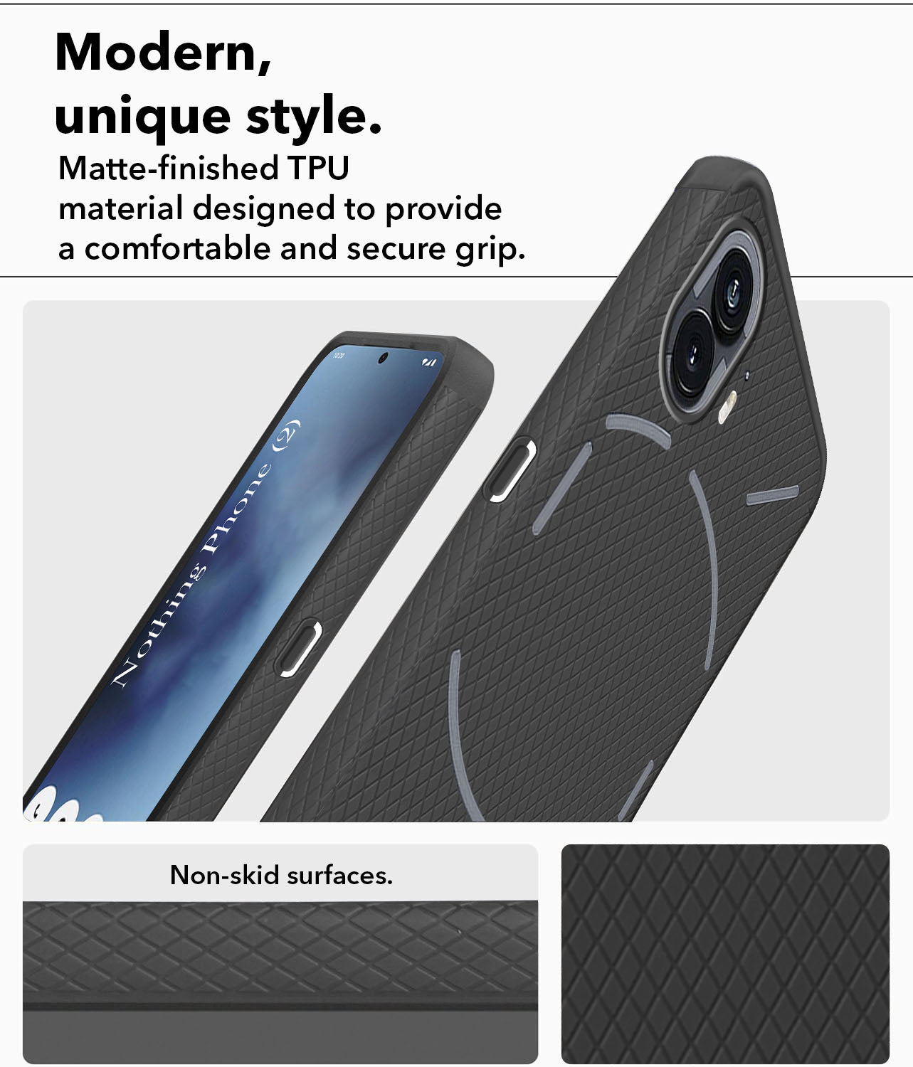 For Nothing Phone 2 Back Cover Case (Liquid Silicone | Side Grip | Camera Protection)