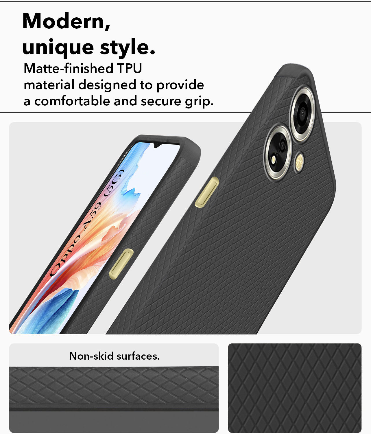 For Oppo A59 5G Back Cover Case Liquid Silicone (Camera Protection | Side Grip Texture | Soft and Flexible)