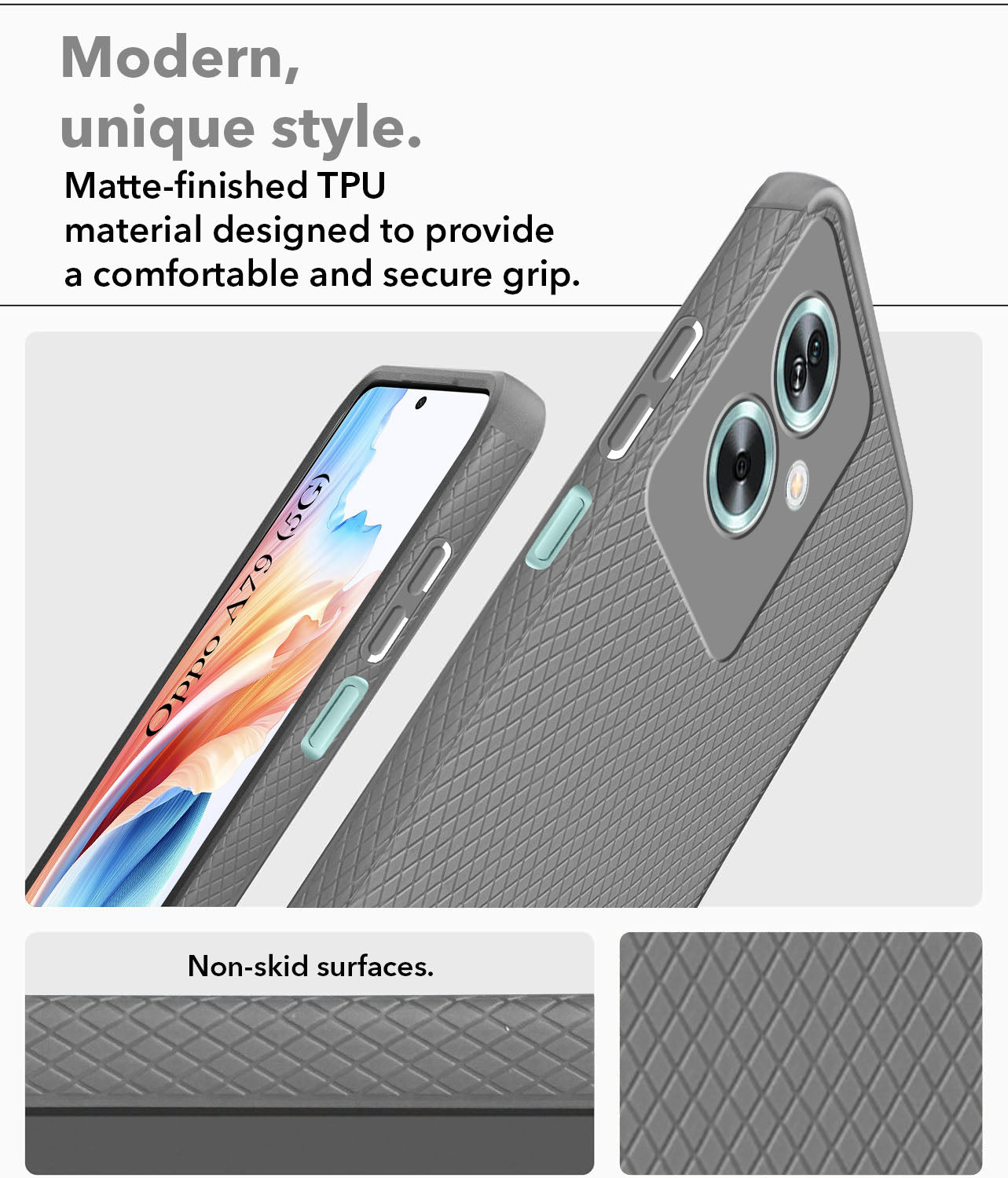 For Oppo A79 5G Back Cover Case (Liquid Silicone | Side Grip | Camera Protection)