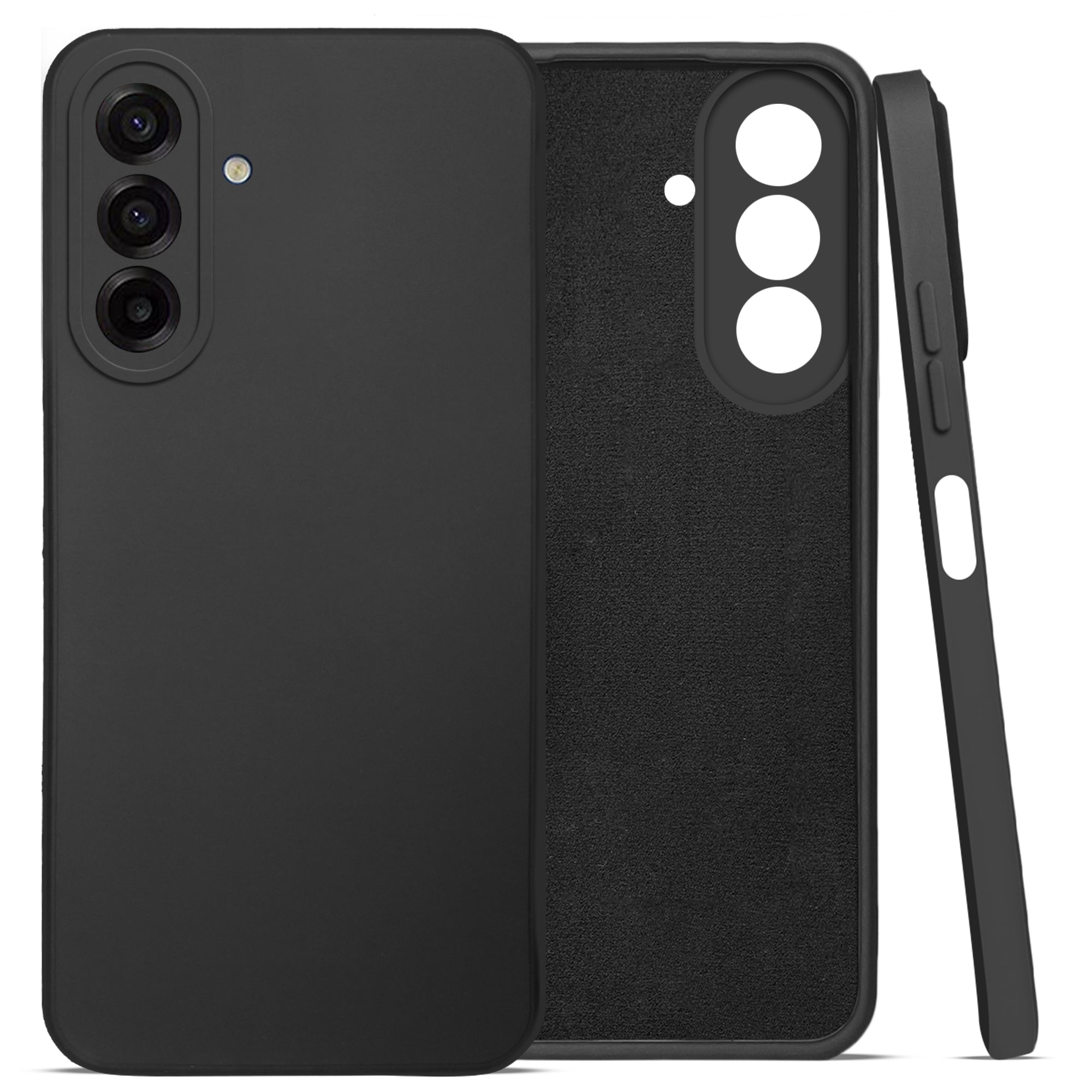 For Samsung Galaxy A17 | Samsung F17 | Samsung M17 5G Back Cover Case (Matte Finish Silicone with Inside Fiber cloth |Black)