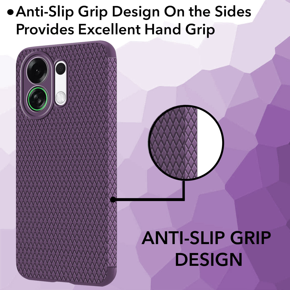 For Oppo K13 Turbo | Oppo K13 Turbo Pro Back Cover Case (Camera Protection | Side Grip Texture | Soft and Flexible)