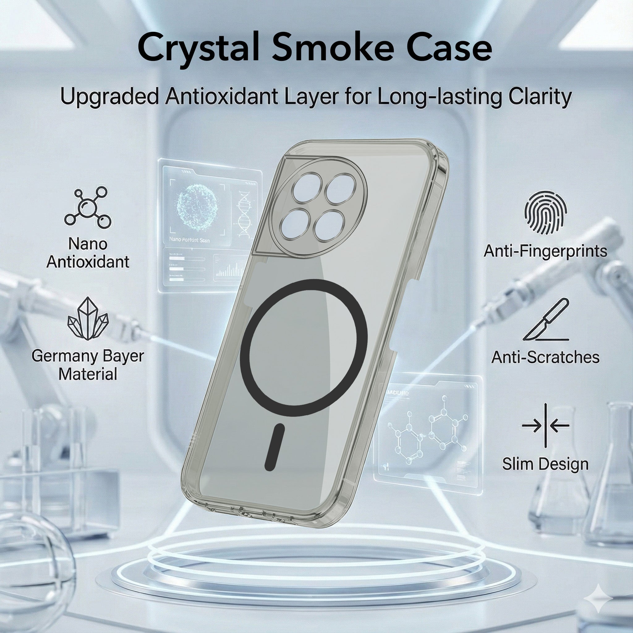 For OnePlus 11R Back Cover Case Lifetime Anti-Yellow MagSafe Compatible Clear (Sleek Hard Crystal | Shockproof and Camera Protection)
