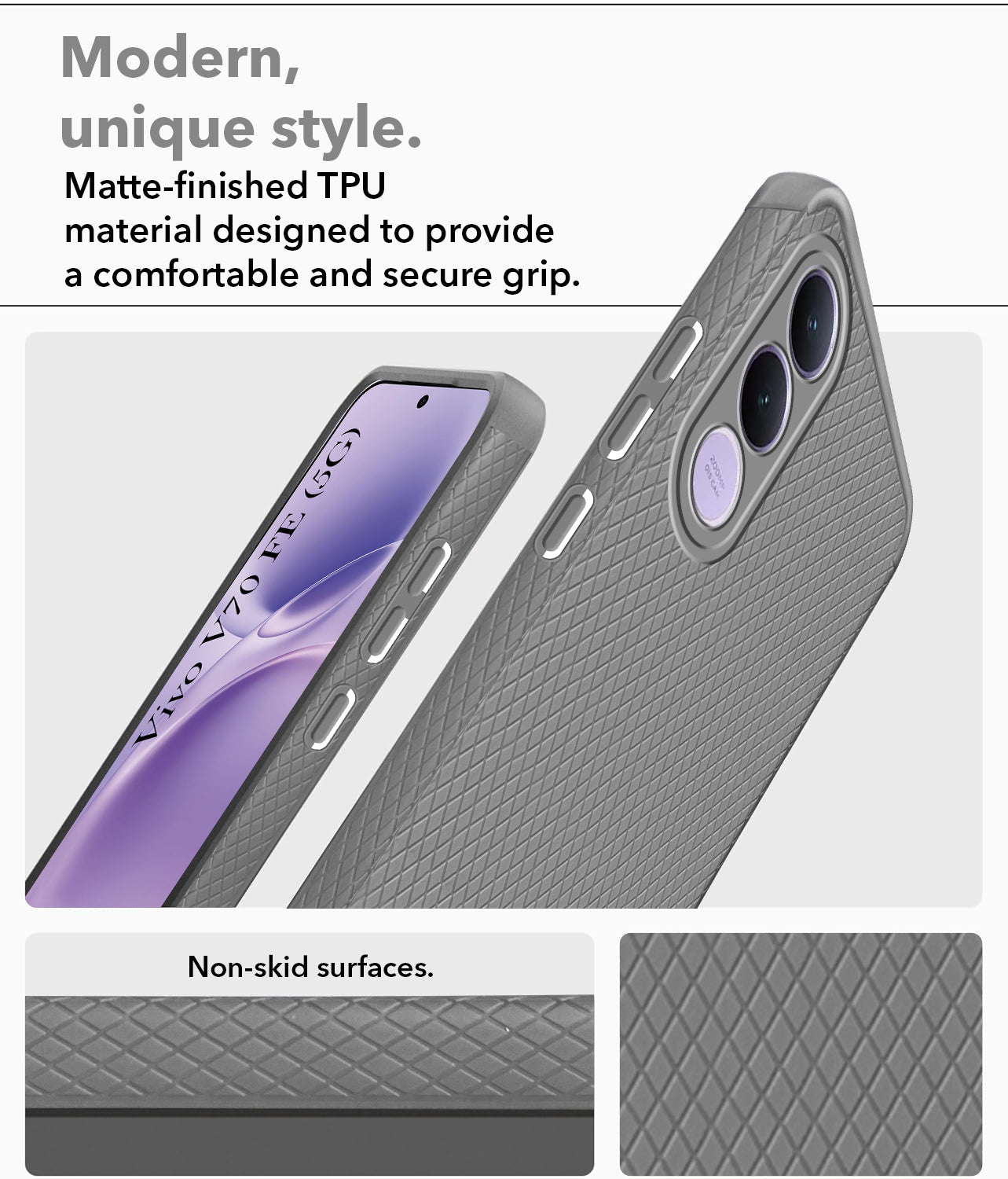 For Vivo V70 FE 5G Back Cover Case Liquid Silicone (Camera Protection | Side Grip Texture | Soft and Flexible)