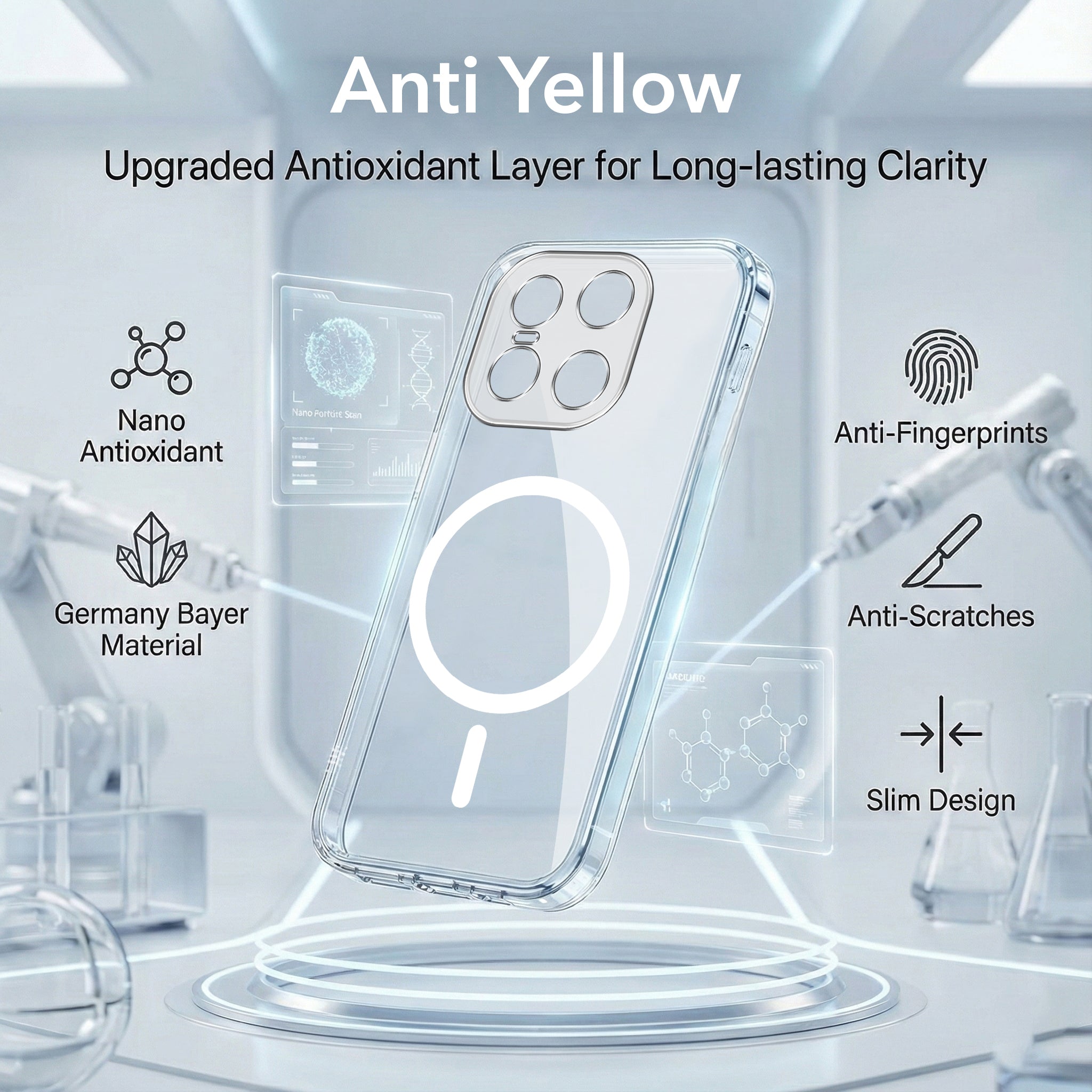 For OnePlus 15 5G Back Cover Case Lifetime Anti-Yellow MagSafe Compatible Clear (Sleek Hard Crystal | Shockproof and Camera Protection)