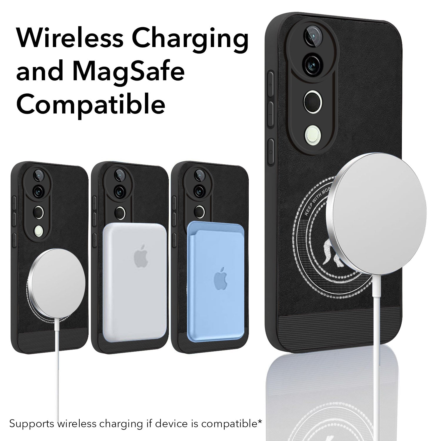 For Vivo T3 Ultra Back Cover Case PU Leather Finish Back Cover Case (Professional Minimalist Texture | MagSafe Compatile | Camera Protection | Sleek Sober Formal)