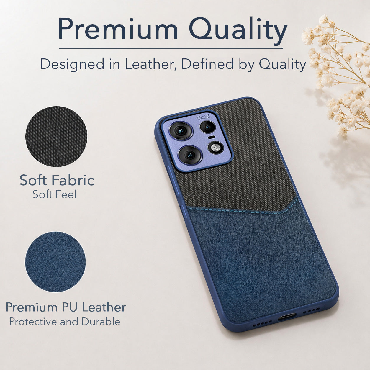 For Motorola Moto Edge 50 Pro Back Cover Case (Dual PU Leather Stitch | Professional Minimalist | Soft and Flexible)