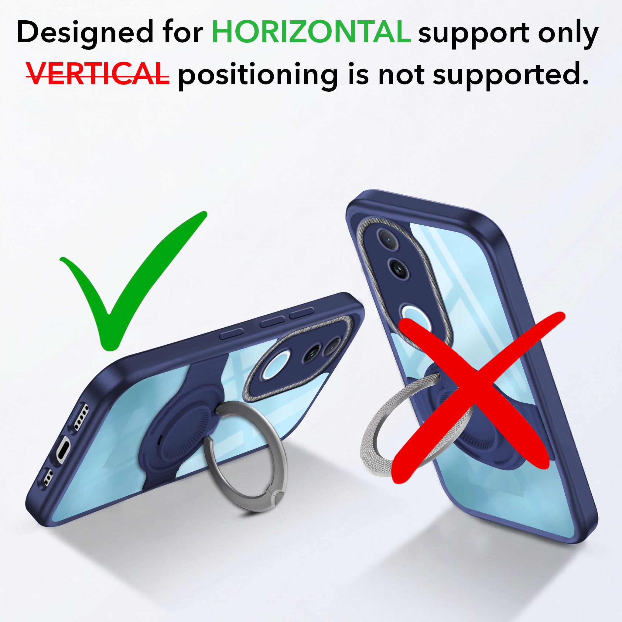 For Vivo iQOO Z10R Back Cover Case with stand (Built-in Ring Holder Kickstand | Lifetime Anti Yellow | Camera Protection)
