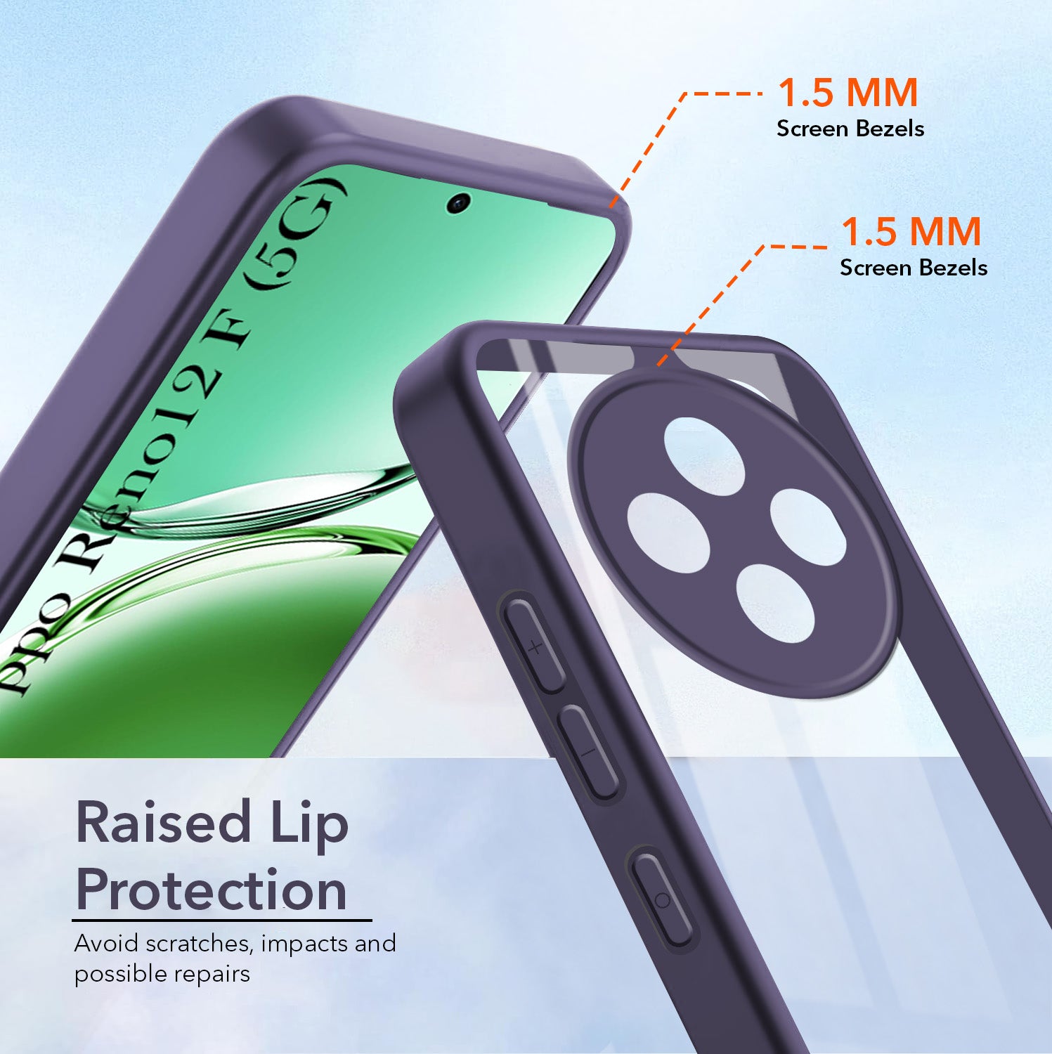For Oppo Reno 12F Back Cover Case (Lifetime Anti Yellow | Anti Scratch | Crystal Clear Shockproof)