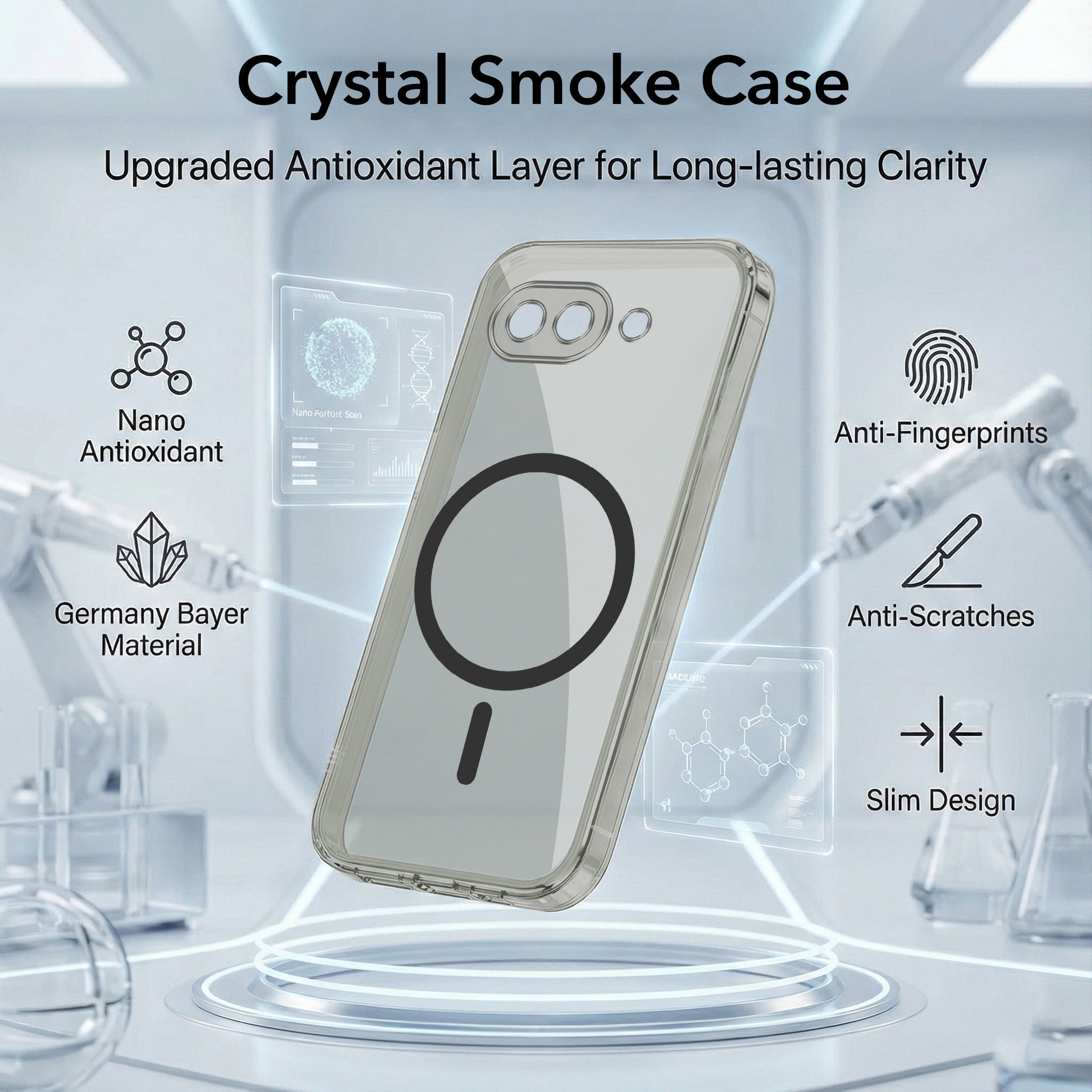 For Google Pixel 9A Back Cover Case Lifetime Anti-Yellow MagSafe Compatible Clear (Sleek Hard Crystal | Shockproof and Camera Protection)