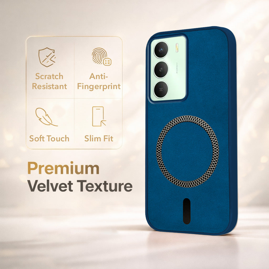 For Realme C73 Back Cover Case Leather Finish (MagSafe Compatible Wireless Charging | Soft Touch | Camera Bump Protection)