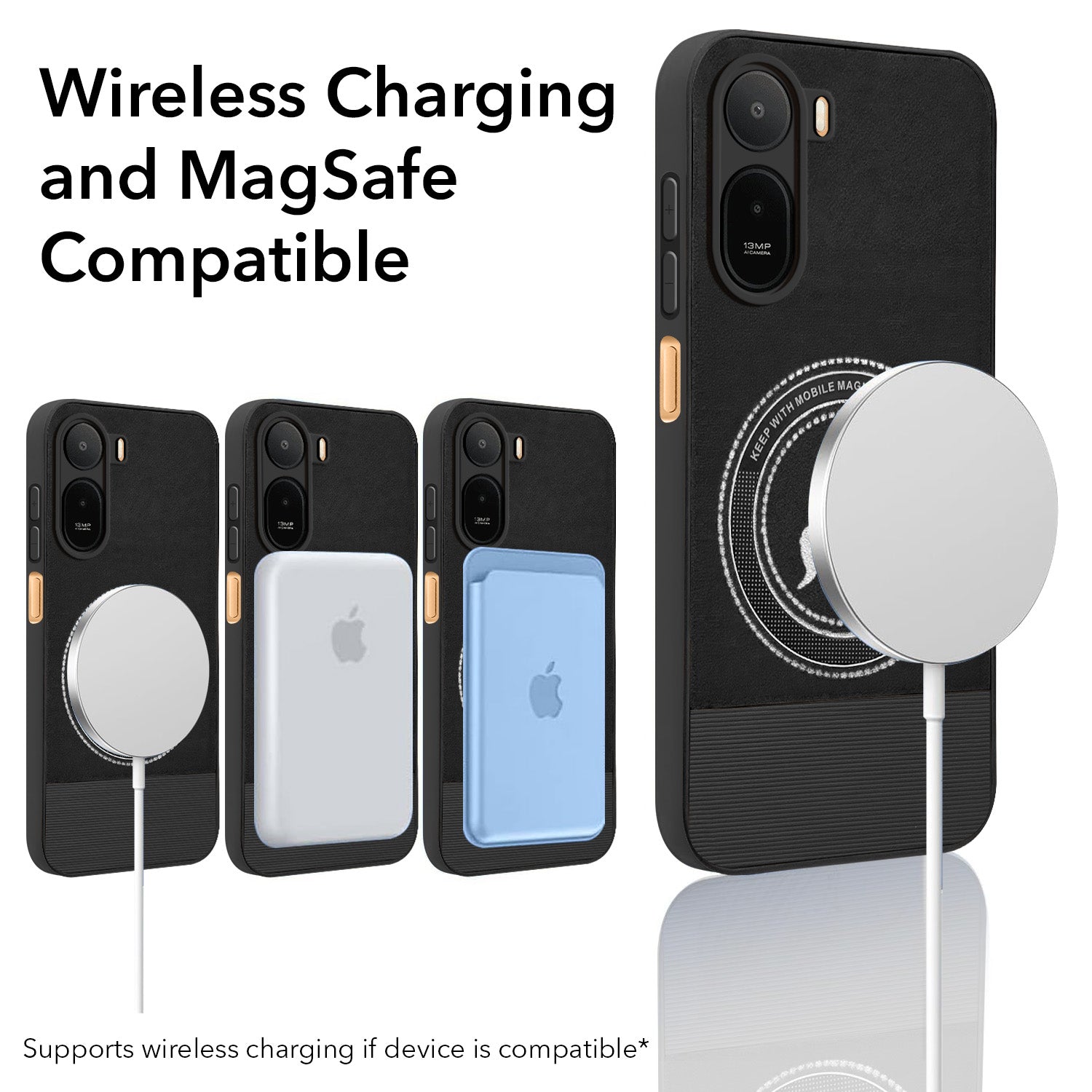 For Redmi A7 Pro (4G|5G)  Back Cover Case PU Leather Finish (Professional Minimalist Texture | MagSafe Compatile | Camera Protection | Sleek Sober Formal)