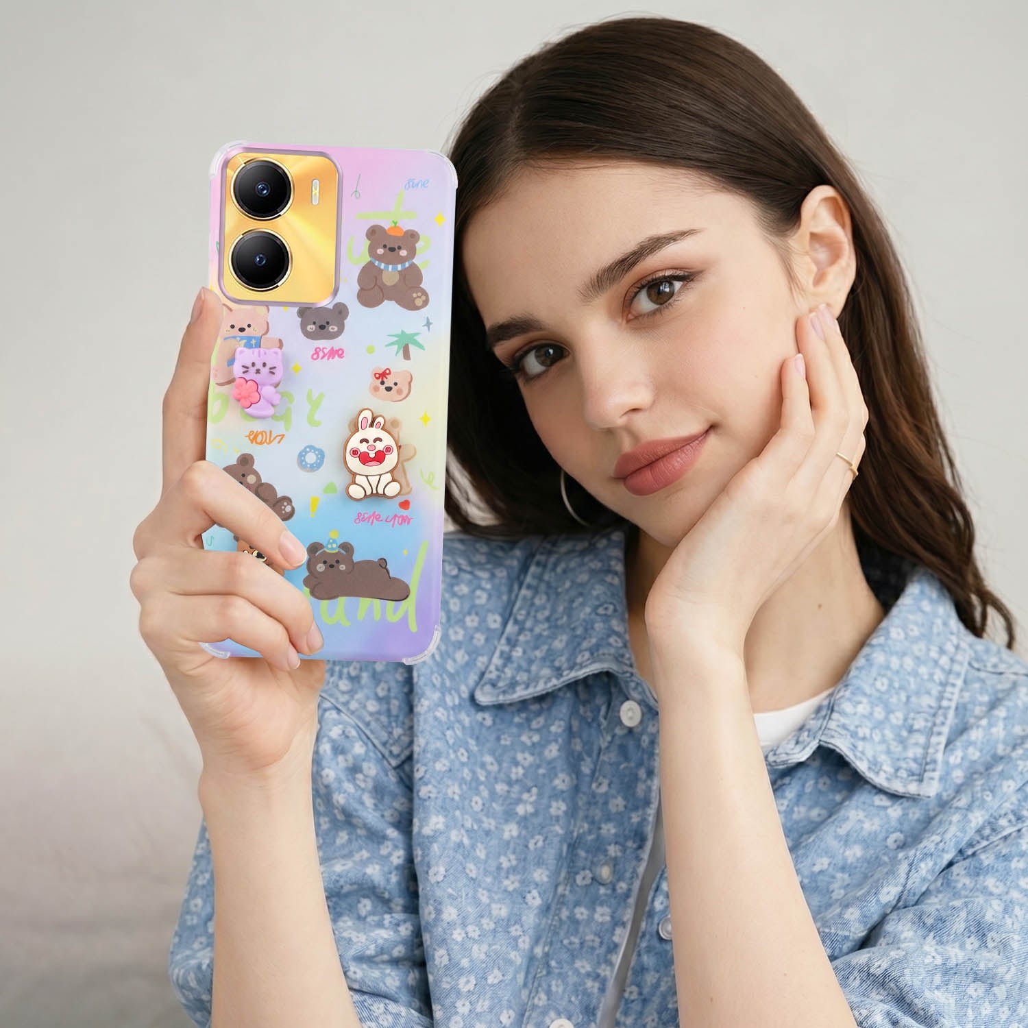 For Vivo Y56 5G Back Cover Case (3D Cute Cartoons | Hard Back Side Soft | Matte Premium Finish | HD Printing)