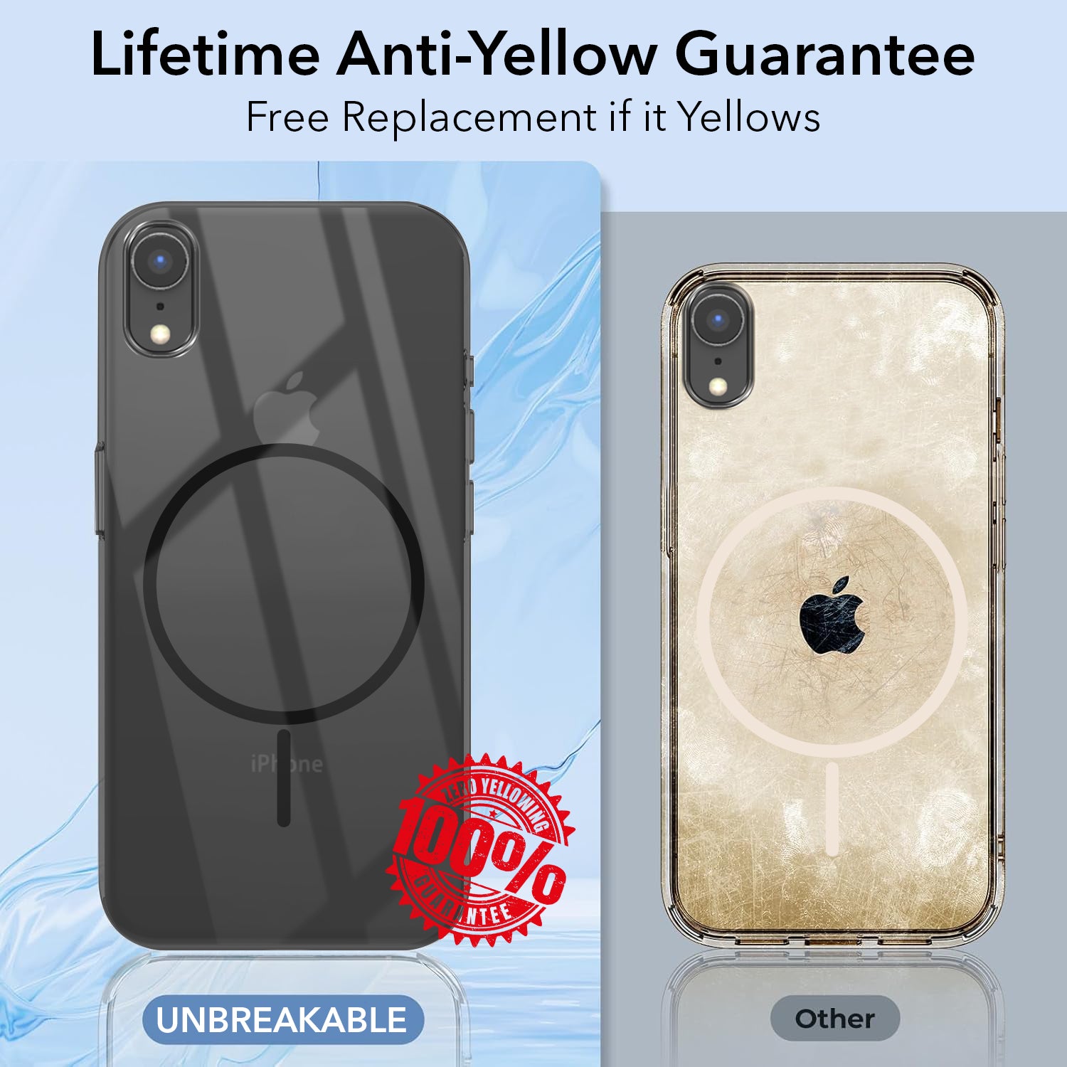 For Apple iPhone XR Back Cover Case (Crystal Clear Case | MagSafe Wireless Charging Support | Hard Anti Yellow | Camera Protection Bump)