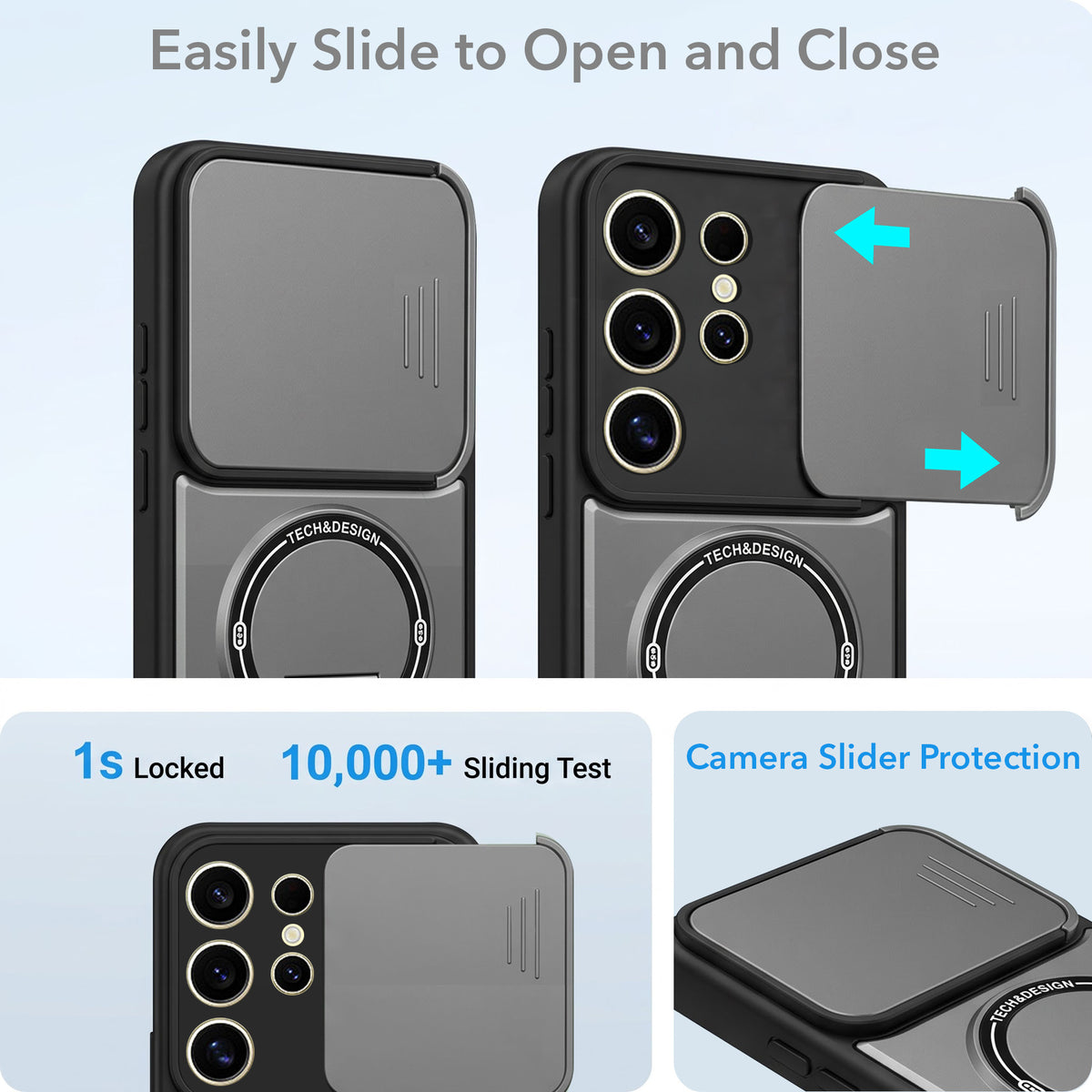 For Samsung Galaxy S24 Ultra Back Case Cover Metallic (Hybrid Armor Kickstand | Sliding Shutter Camera Protection | MagSafe Compatible)
