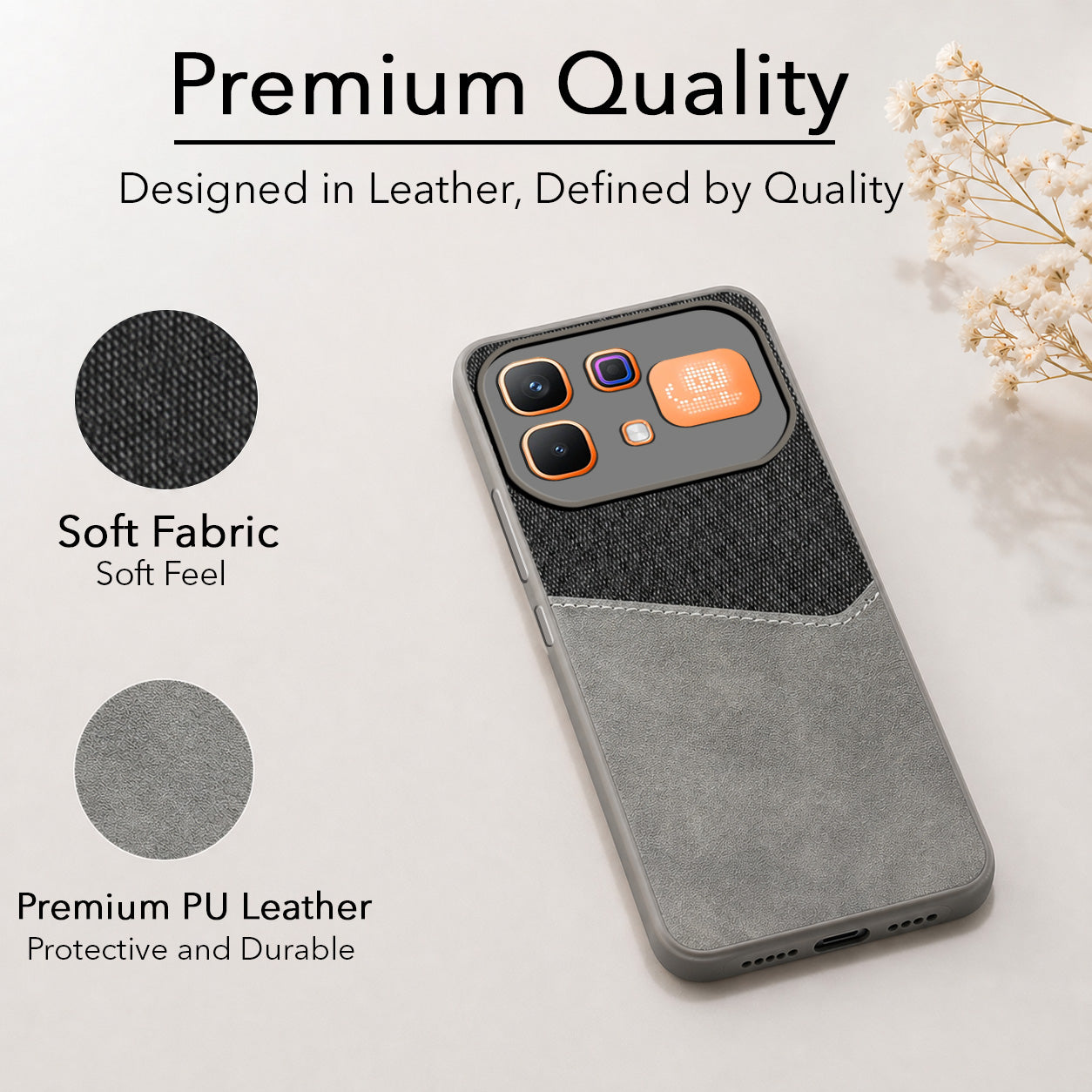 For Infinix Note 60 Pro 5G Back Cover Case (Dual PU Leather Stitch | Professional Minimalist | Soft and Flexible)