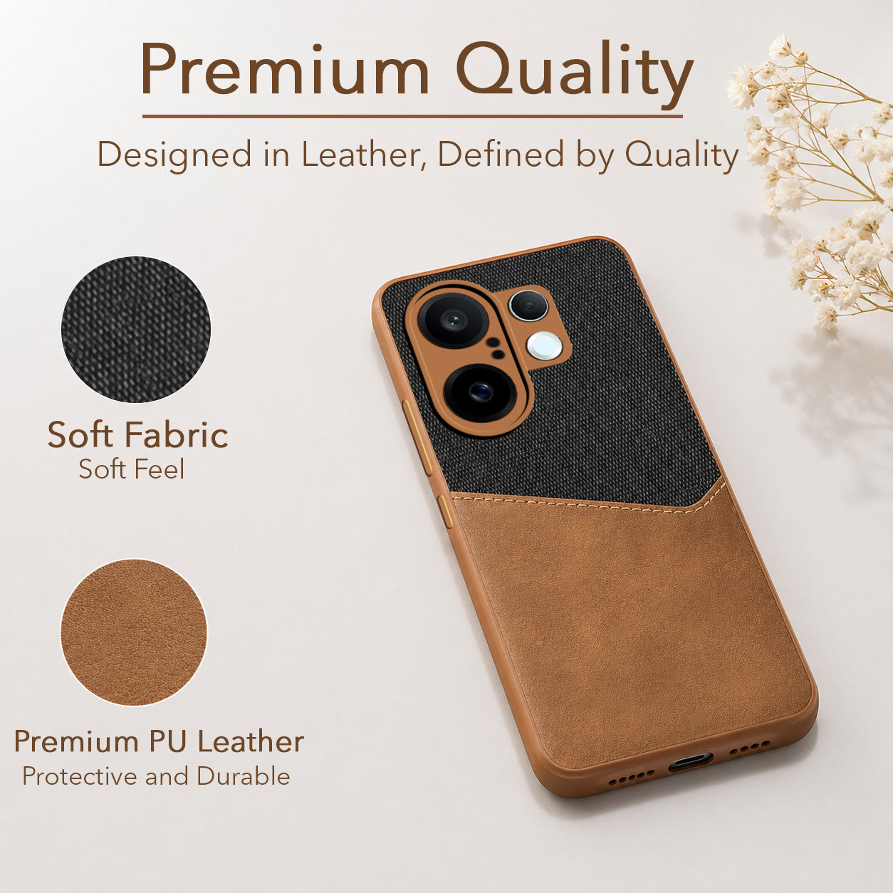 For Vivo X200 FE Back Cover Case (Dual PU Leather Stitch | Professional Minimalist | Soft and Flexible)