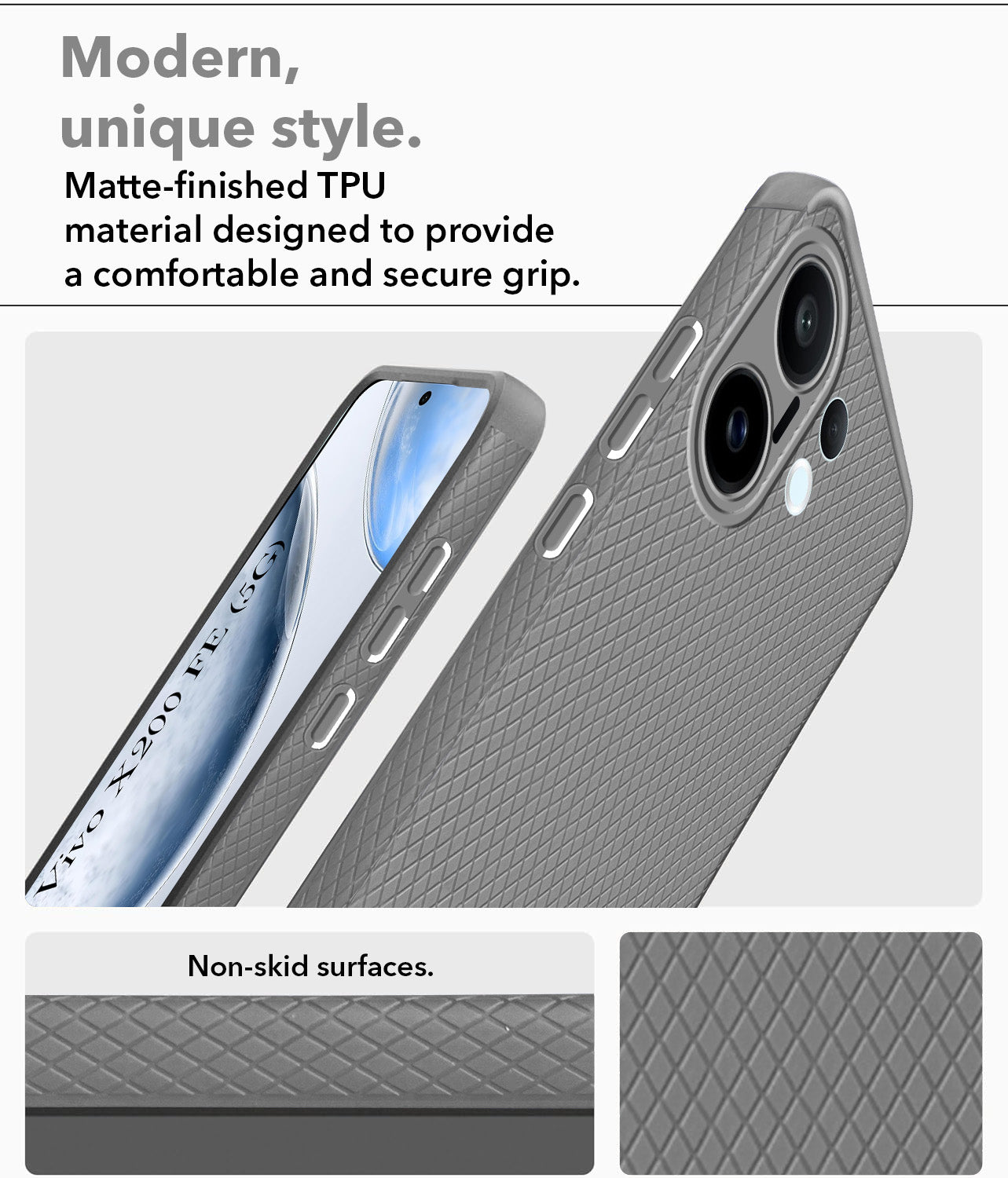For Vivo X200 FE Back Cover Case (Liquid Silicone | Side Grip | Camera Protection)