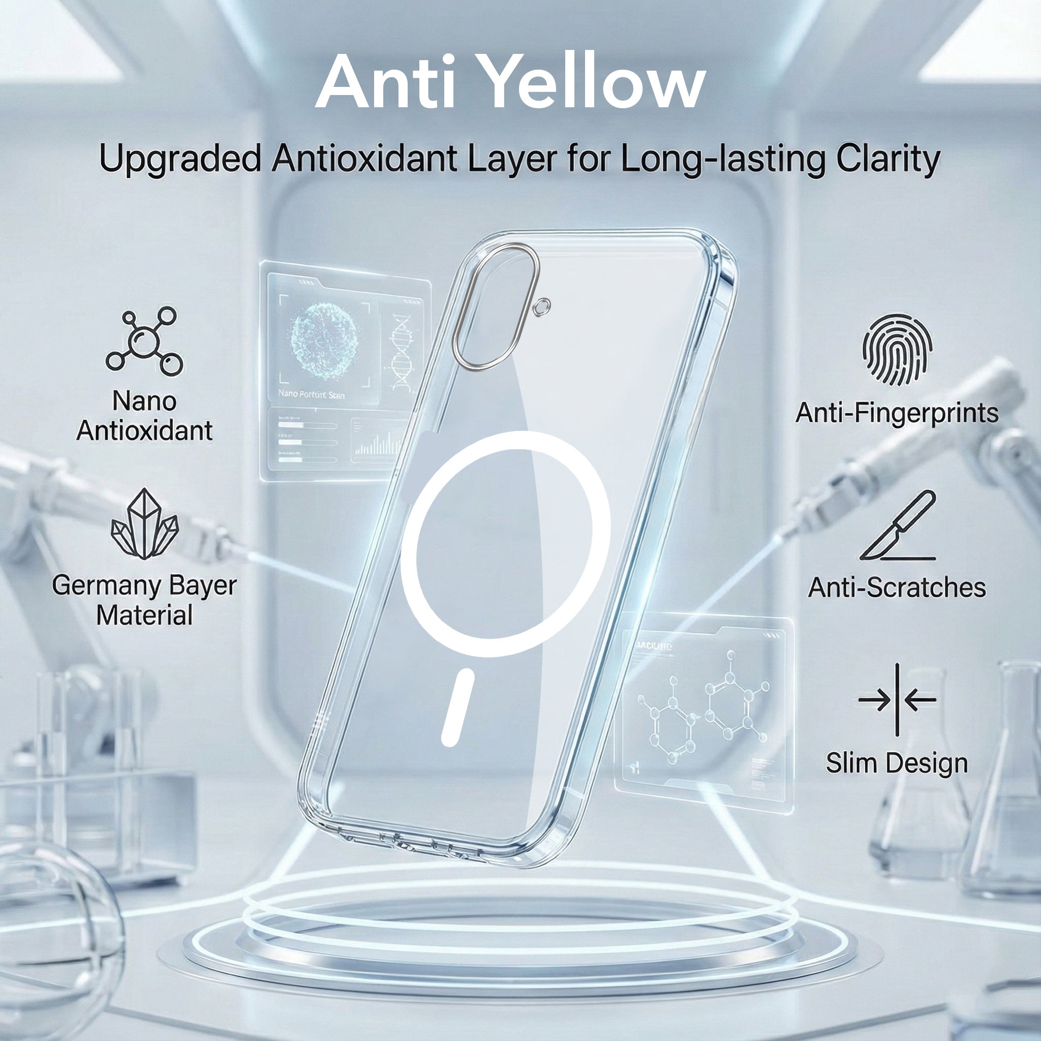 For Samsung Galaxy A07 | F70e 5G Back Cover Case Lifetime Anti-Yellow MagSafe Compatible Clear (Sleek Hard Crystal | Shockproof and Camera Protection)