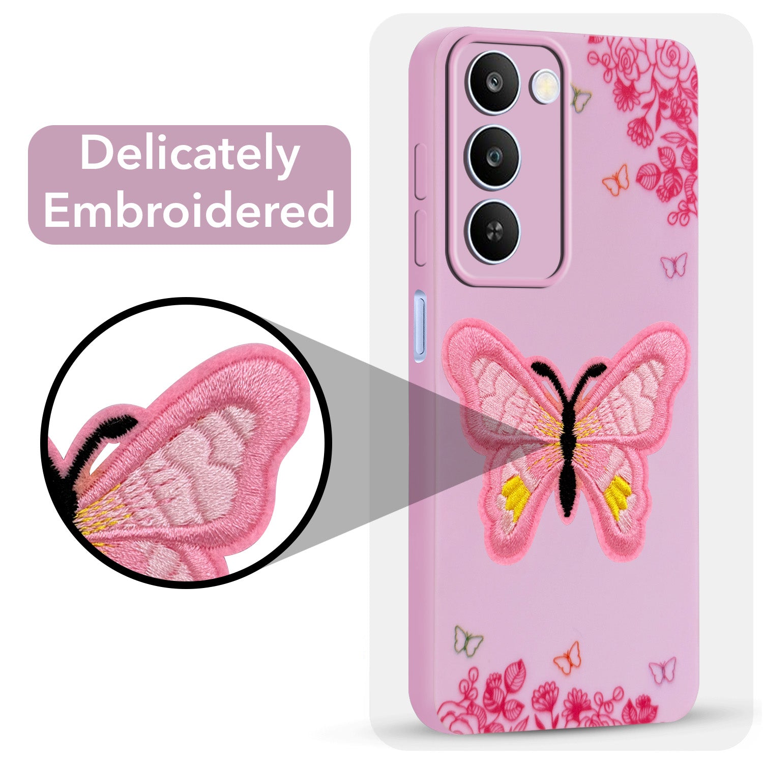 For Realme C83 5G Back Cover Case (Soft Butterfly Embroidery | Women Teen Girls | Camera Protection| Matte Silicone)