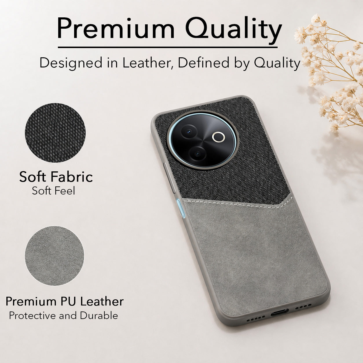 For Vivo Y39 Back Cover Case (Dual PU Leather Stitch | Professional Minimalist | Soft and Flexible)