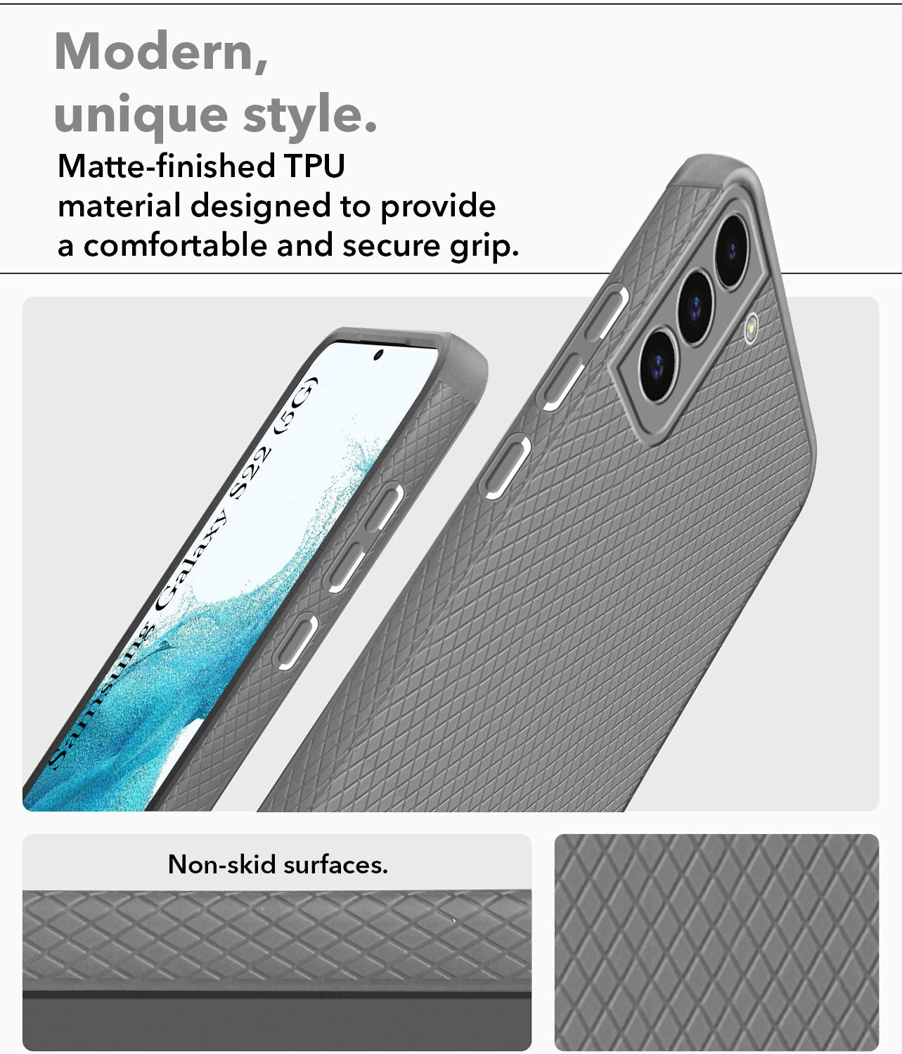 For Samsung Galaxy S22 5G Back Cover Case (Liquid Silicone | Side Grip | Camera Protection)