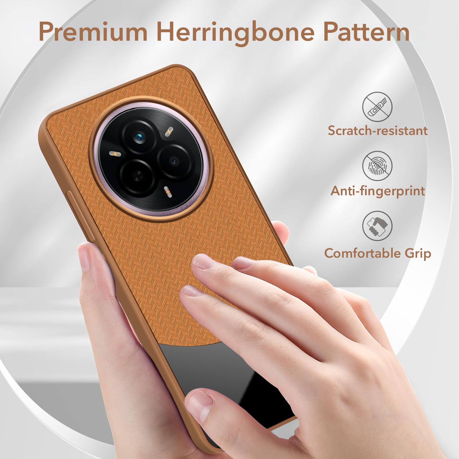 For Realme 14 Pro Back Cover Case (Elegant PU Leather Finish | Premium Minimalist Professional | Camera Protection Bump)