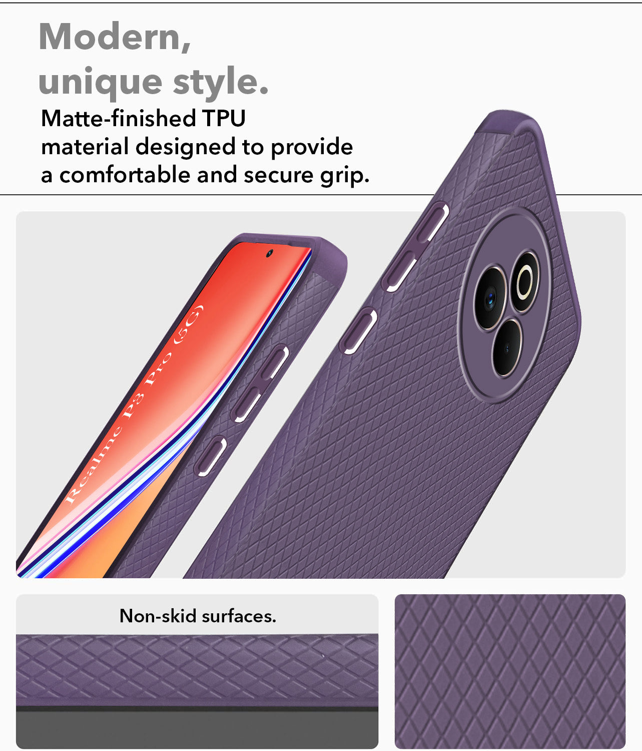 For Realme P3 Pro  Back Cover Case (Liquid Silicone | Side Grip | Camera Protection)