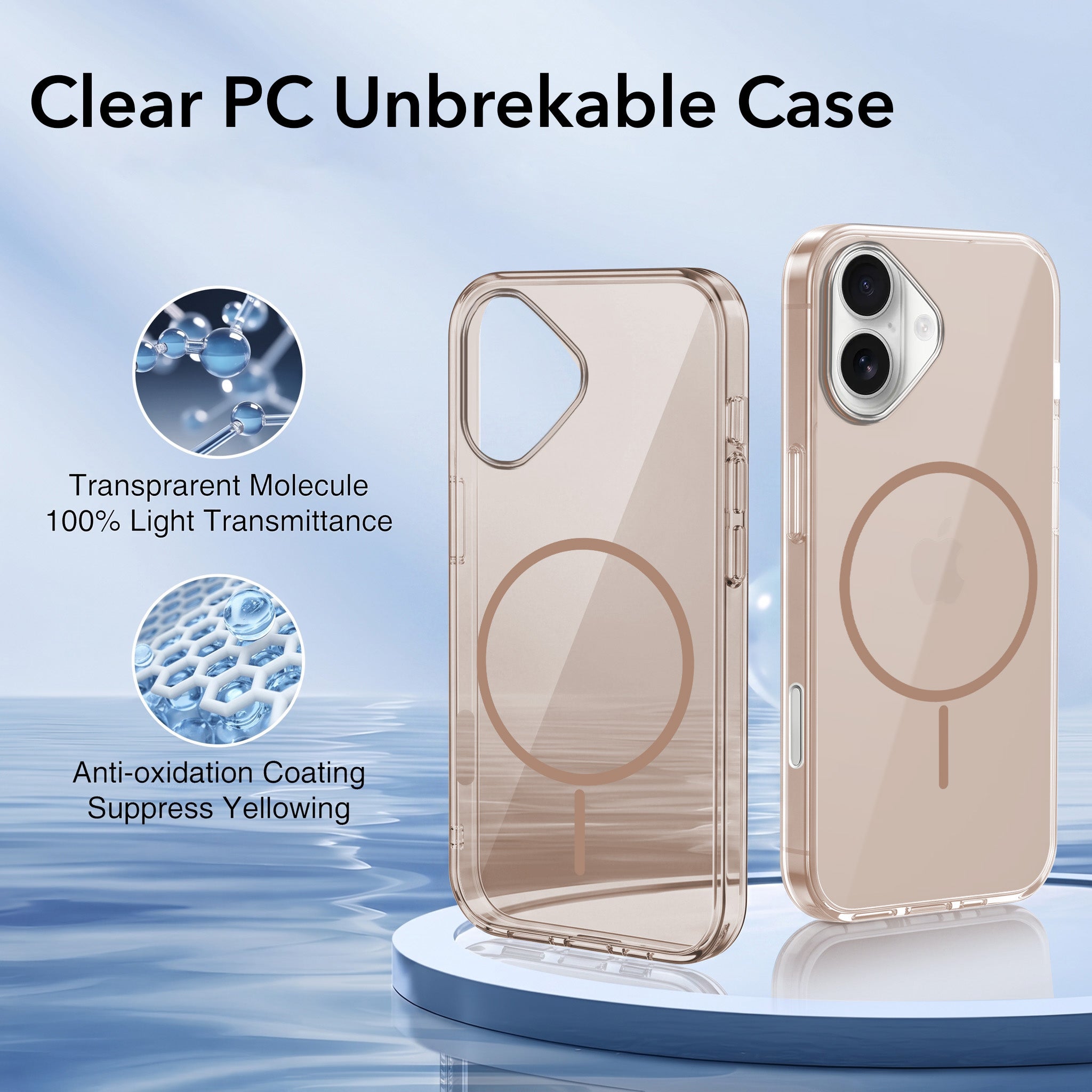 For Apple iPhone 16 Back Case Cover Crystal Anti Yellow (Unbreakable PC | MagSafe Wireless Charging Support |Camera Protection Bump)